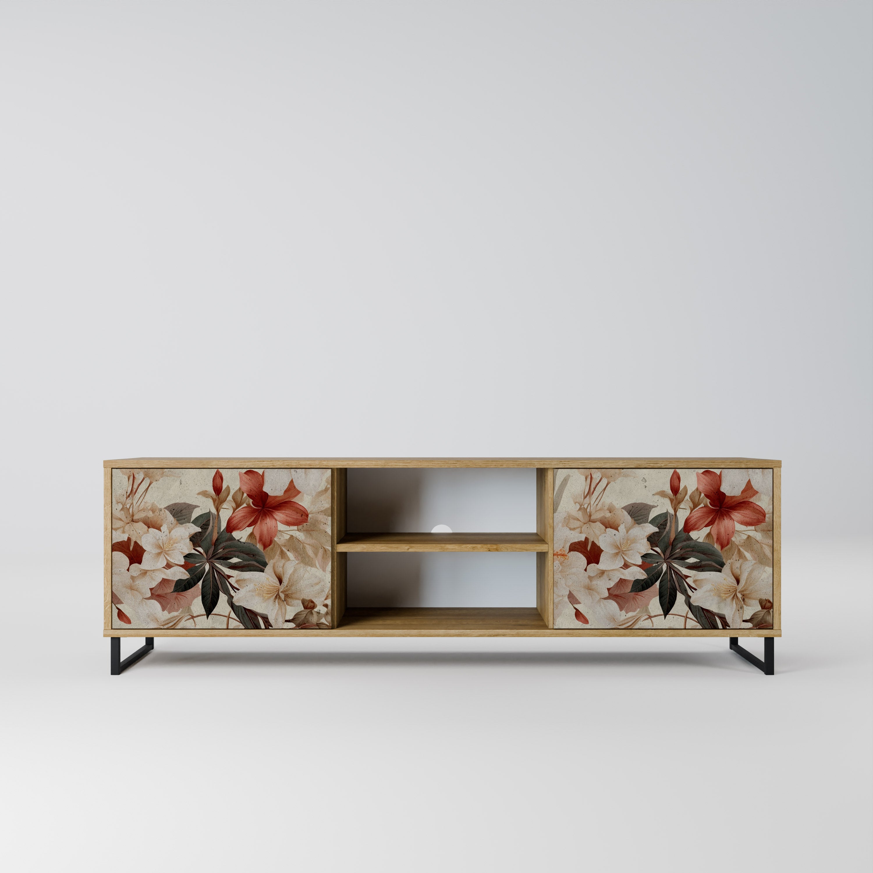 Mueble de TV PETAL HARMONY de 2 puertas con efecto roble