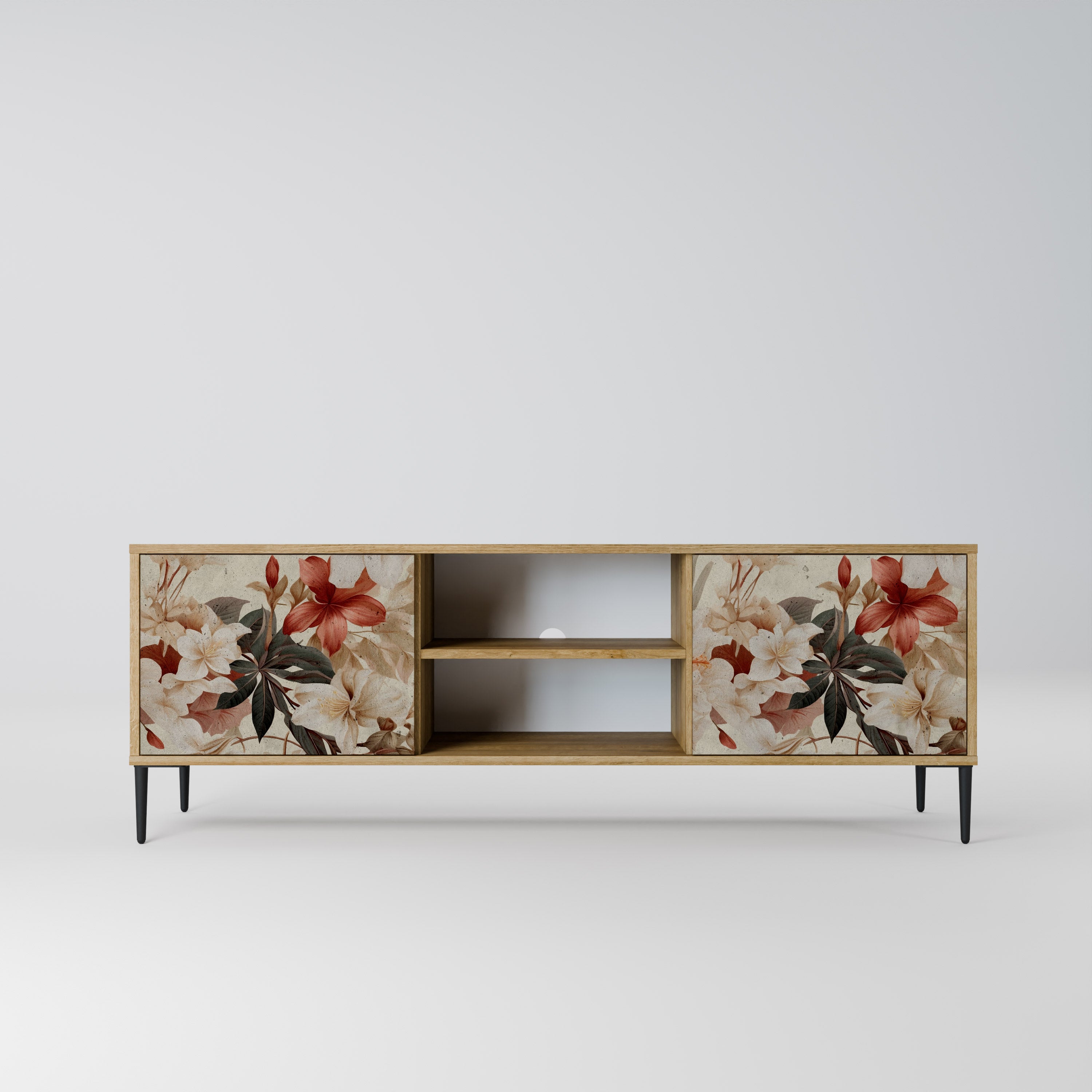 Mueble de TV PETAL HARMONY de 2 puertas con efecto roble