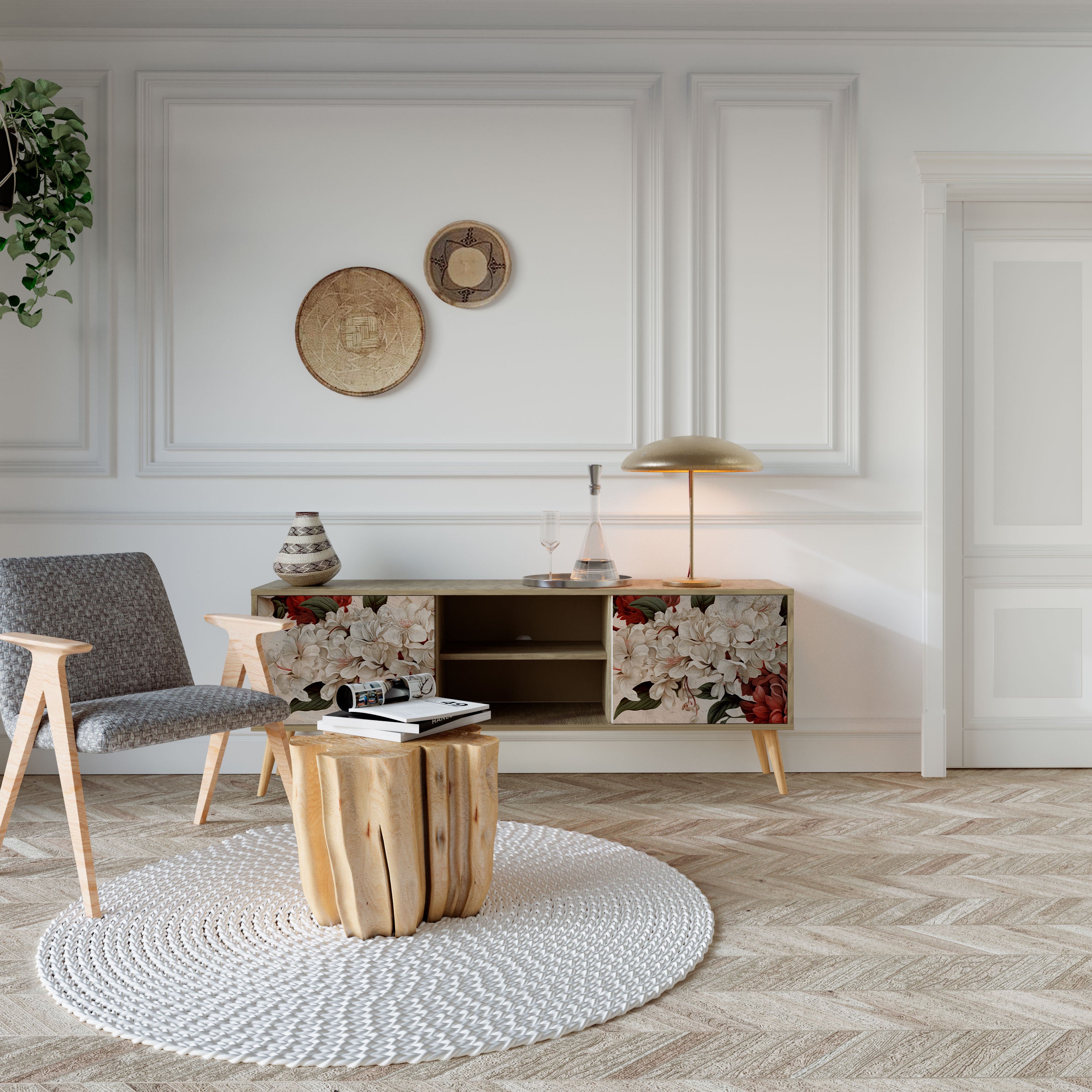 Mueble de TV de 2 puertas con efecto roble EPHEMERAL DAYS