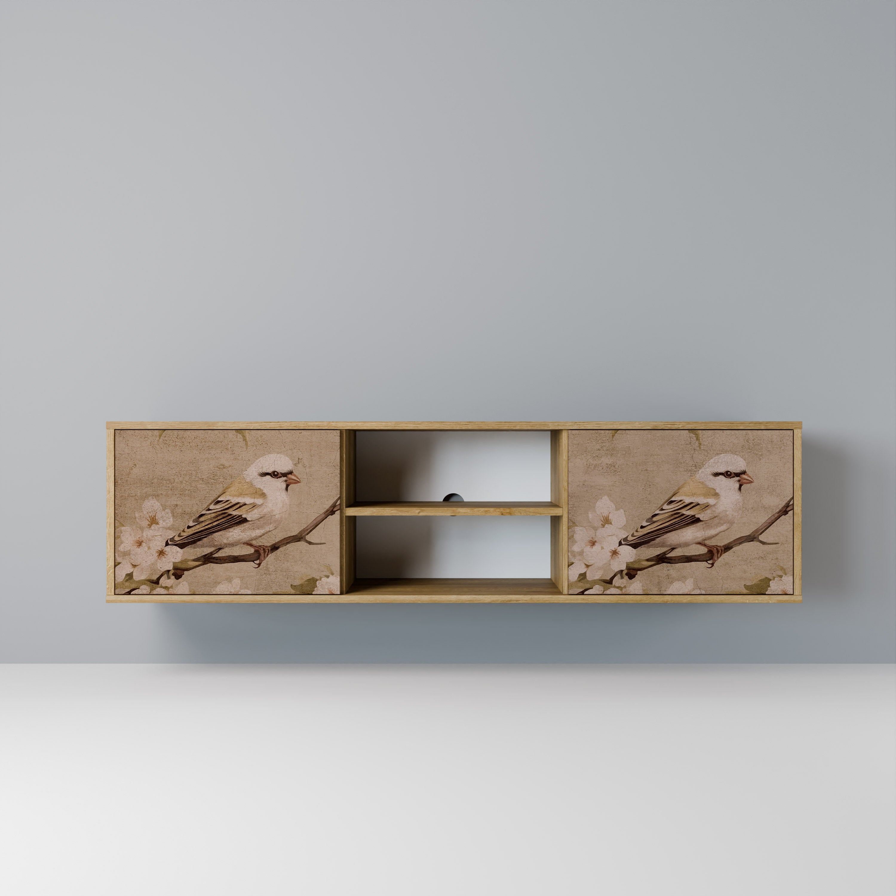 Mueble de TV PETAL DISTINGUISH de 2 puertas con efecto roble