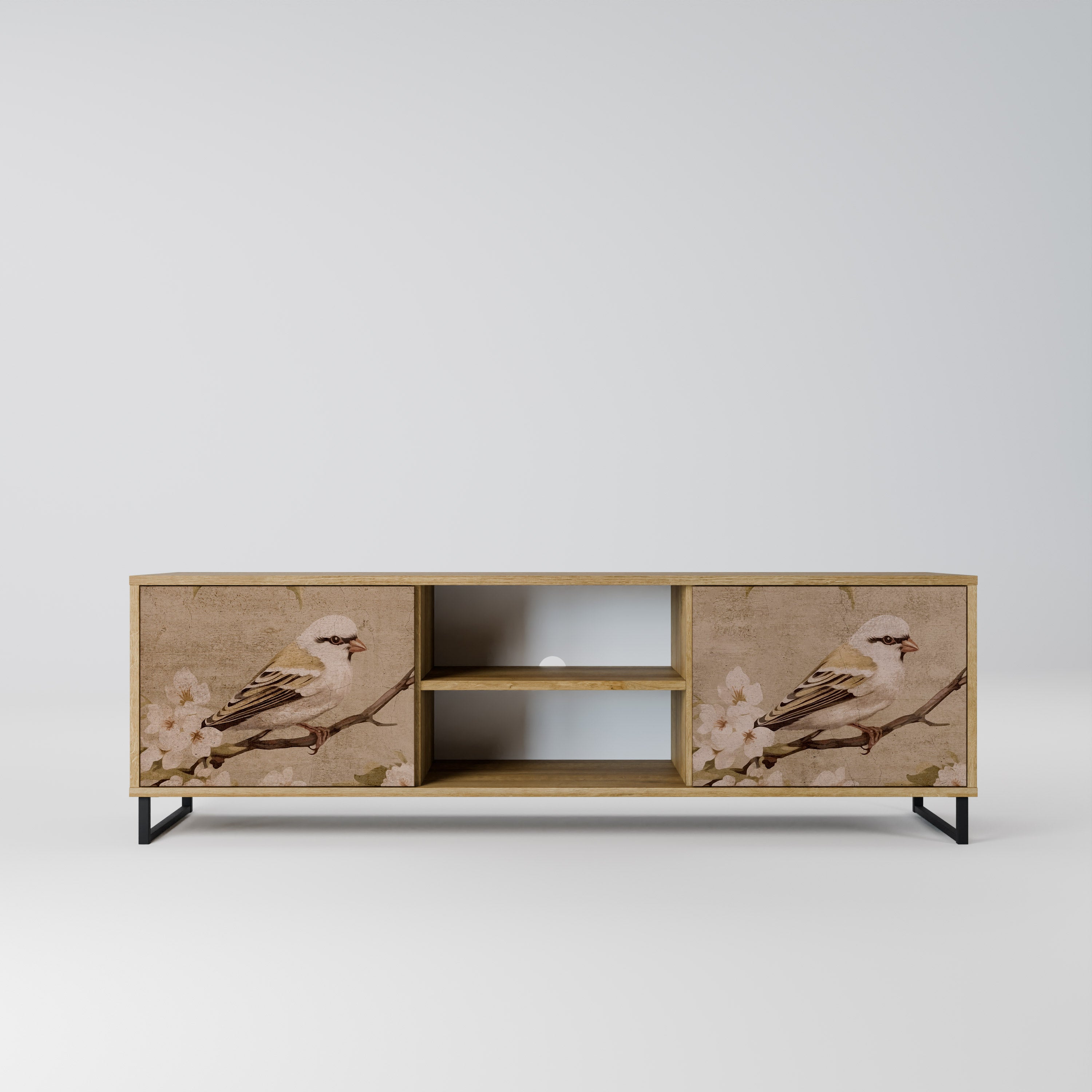 Mueble de TV PETAL DISTINGUISH de 2 puertas con efecto roble