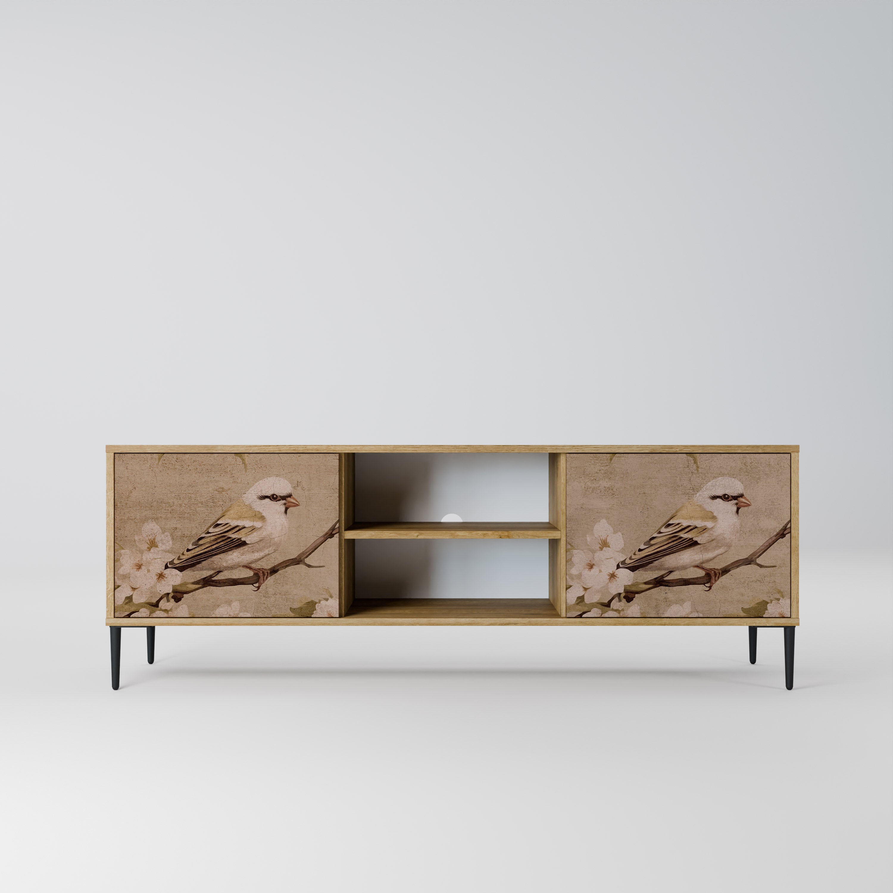 Mueble de TV PETAL DISTINGUISH de 2 puertas con efecto roble