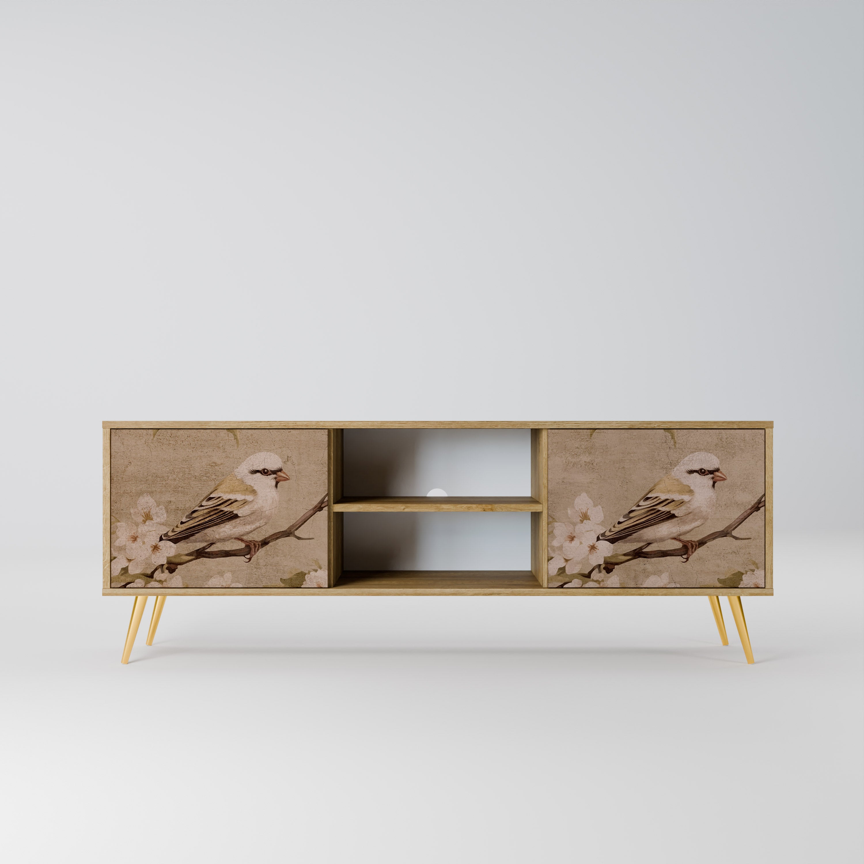 Mueble de TV PETAL DISTINGUISH de 2 puertas con efecto roble