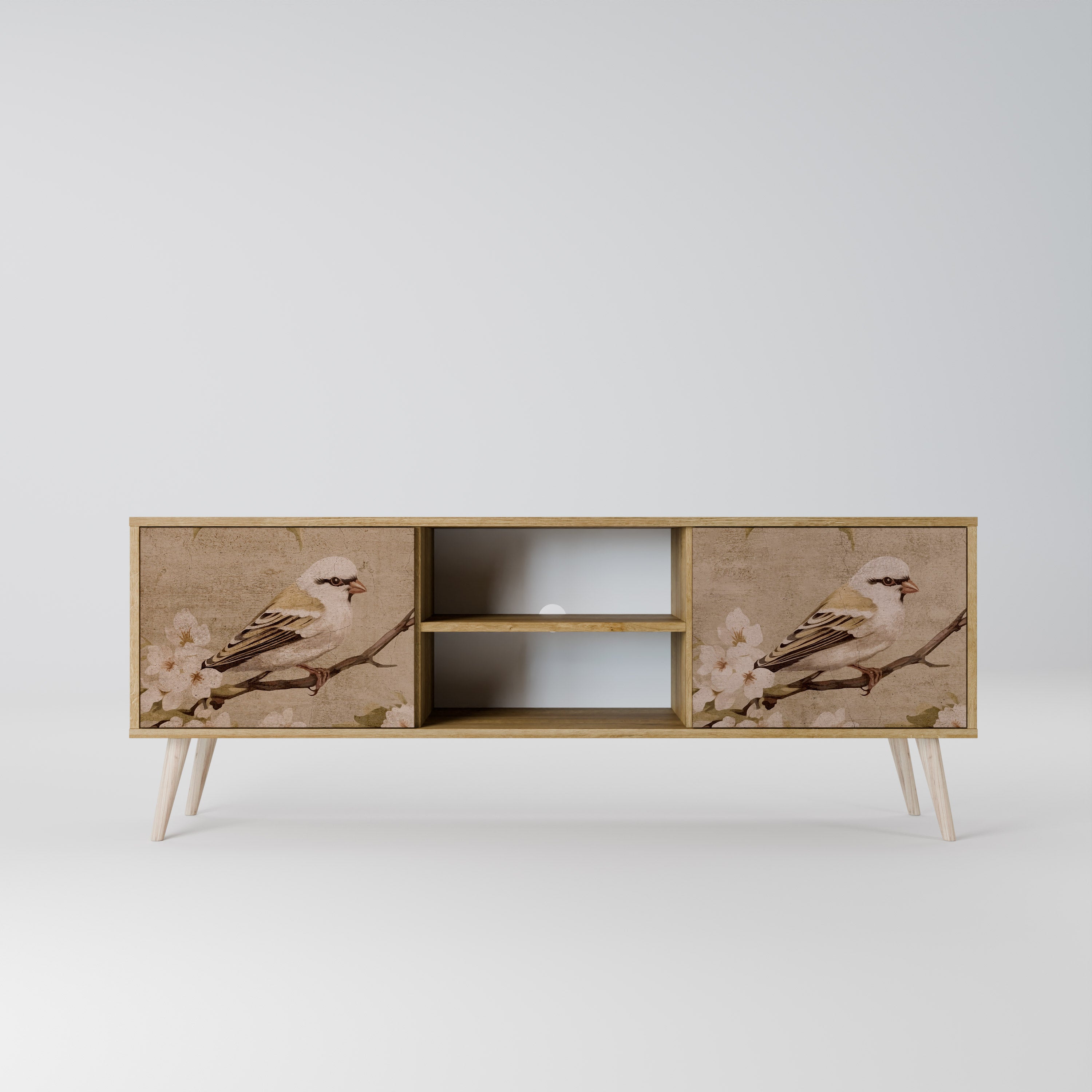 Mueble de TV PETAL DISTINGUISH de 2 puertas con efecto roble