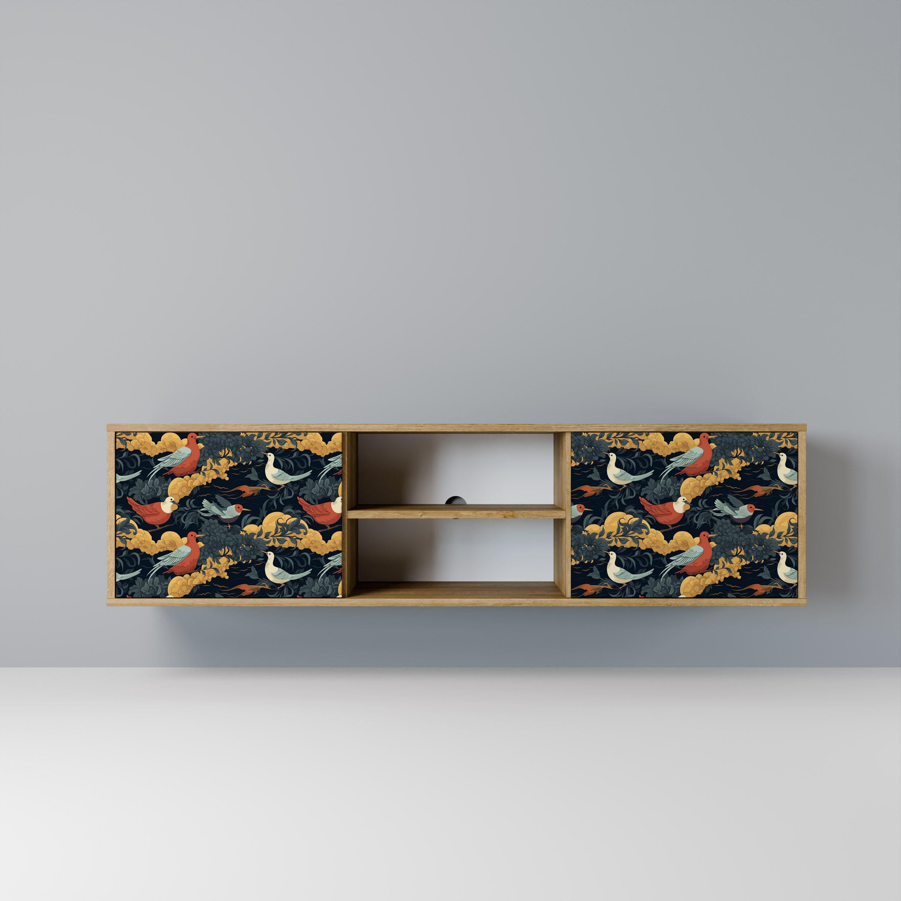 Mueble de TV de 2 puertas FOWLY DAZE con efecto roble