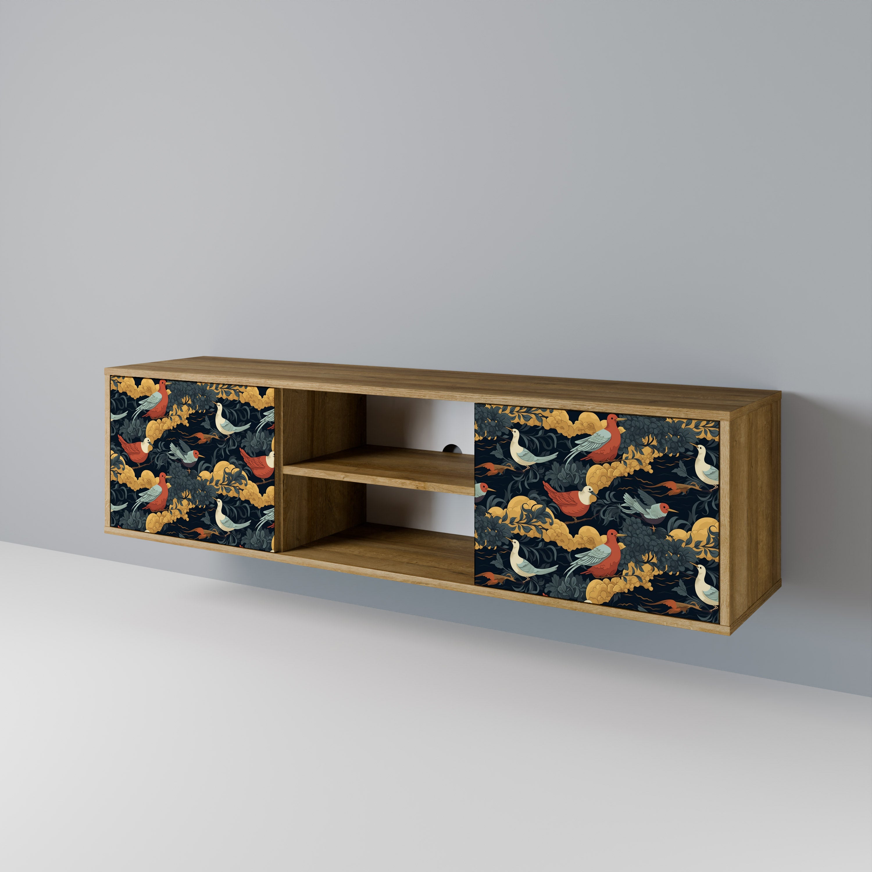 Mueble de TV de 2 puertas FOWLY DAZE con efecto roble