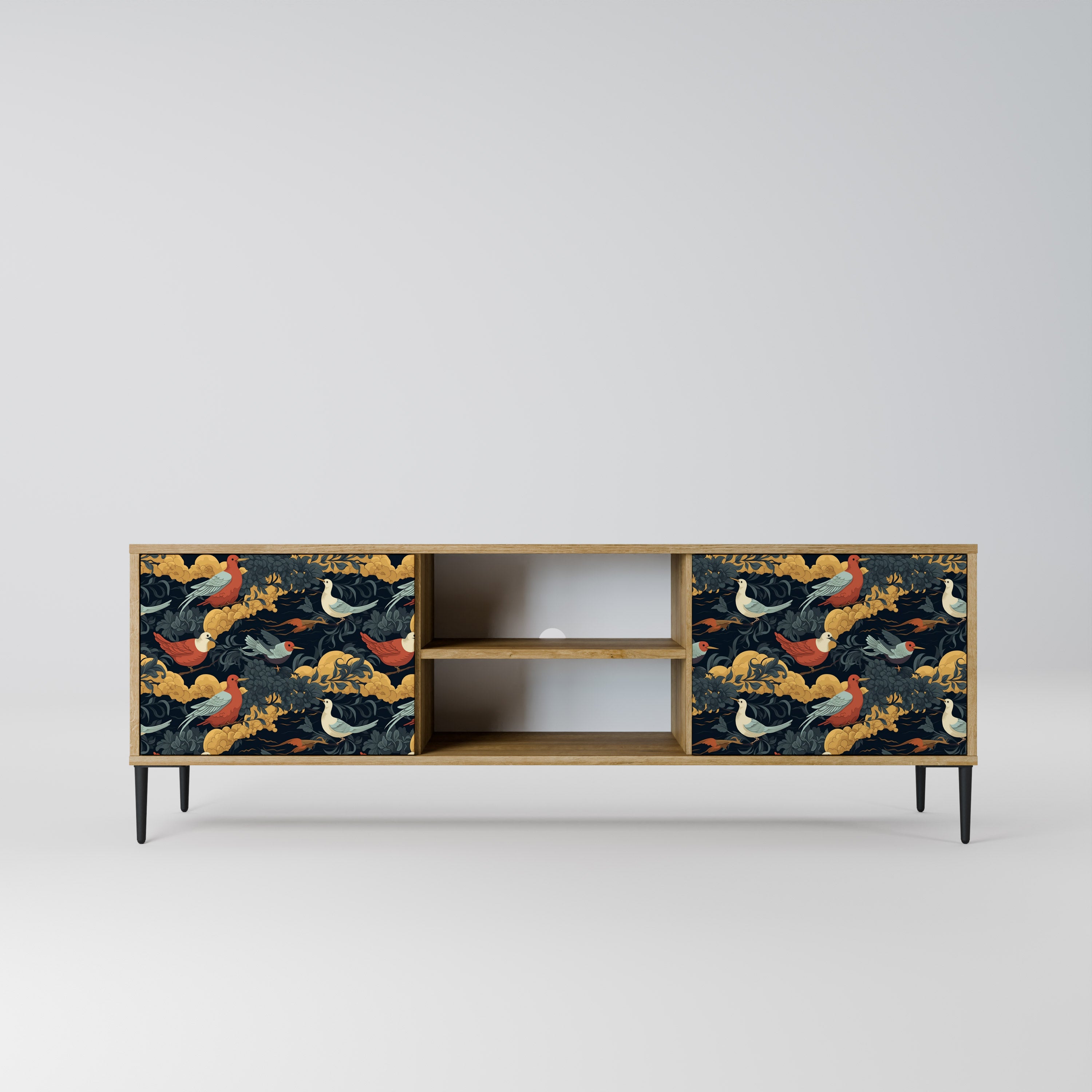 Mueble de TV de 2 puertas FOWLY DAZE con efecto roble