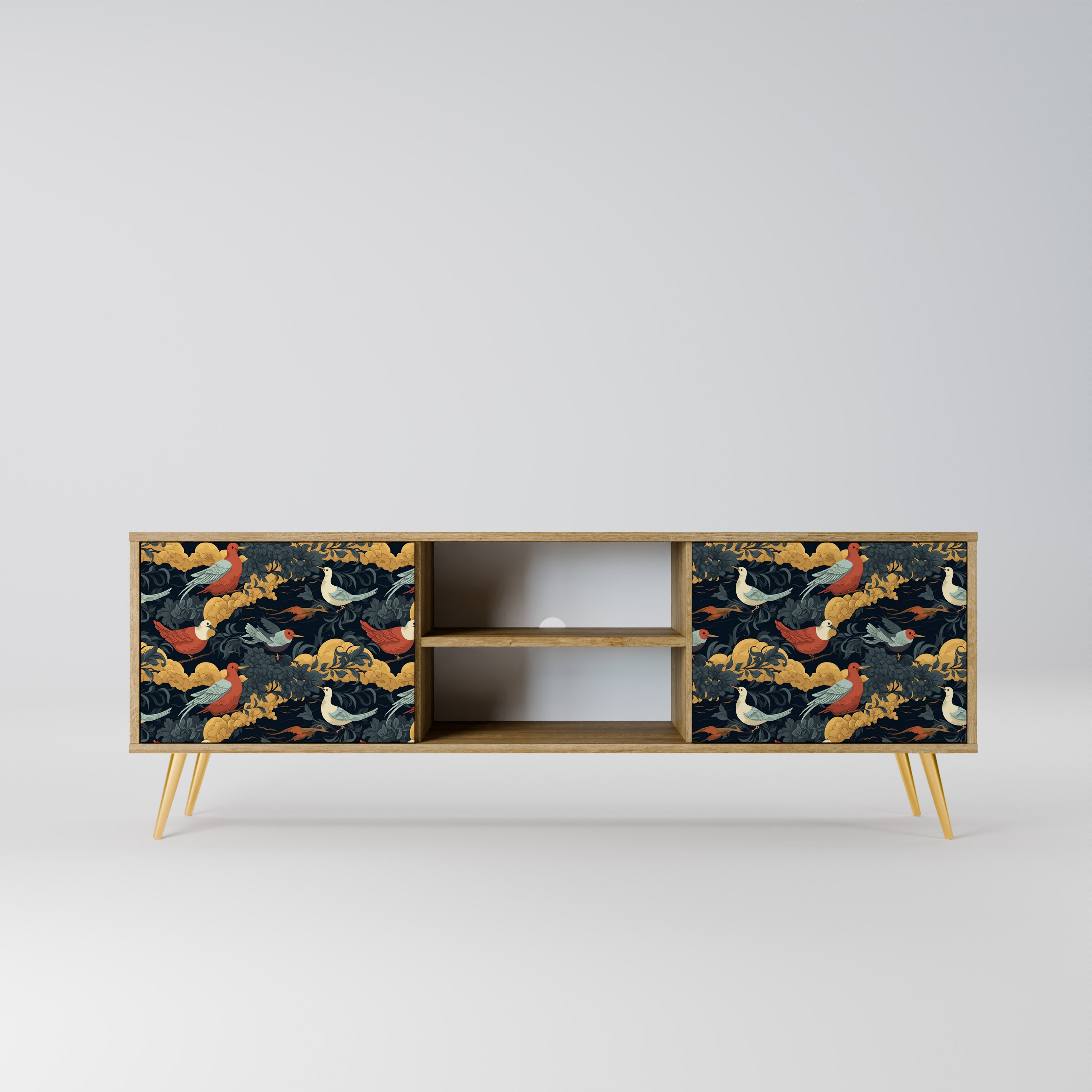 Mueble de TV de 2 puertas FOWLY DAZE con efecto roble