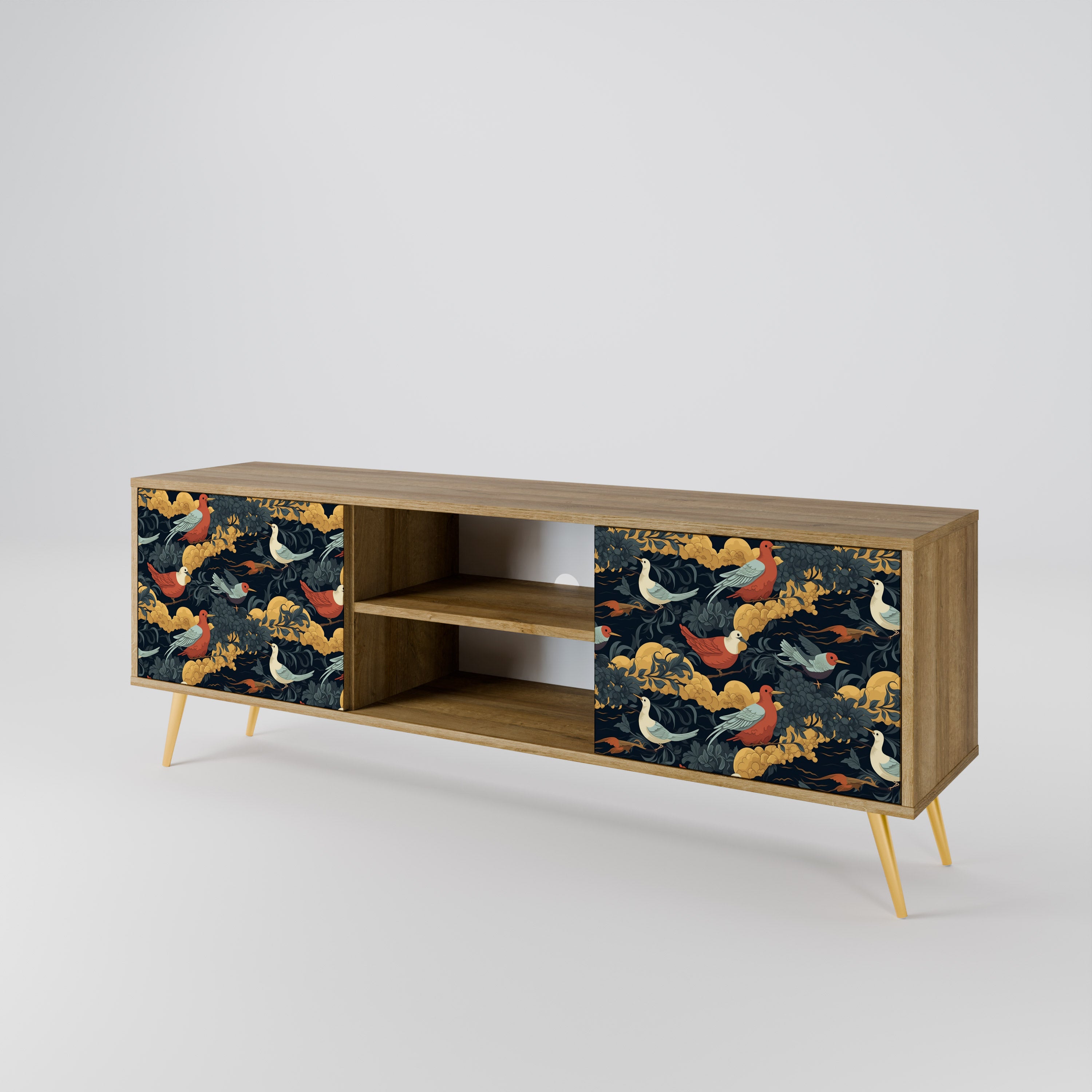 Mueble de TV de 2 puertas FOWLY DAZE con efecto roble