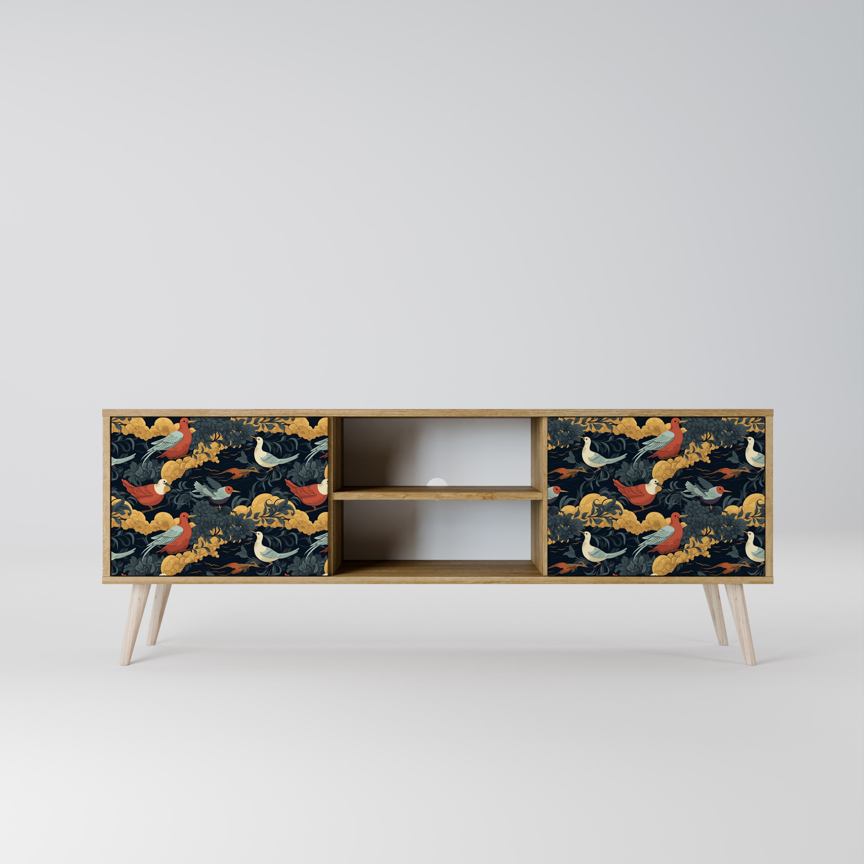 Mueble de TV de 2 puertas FOWLY DAZE con efecto roble