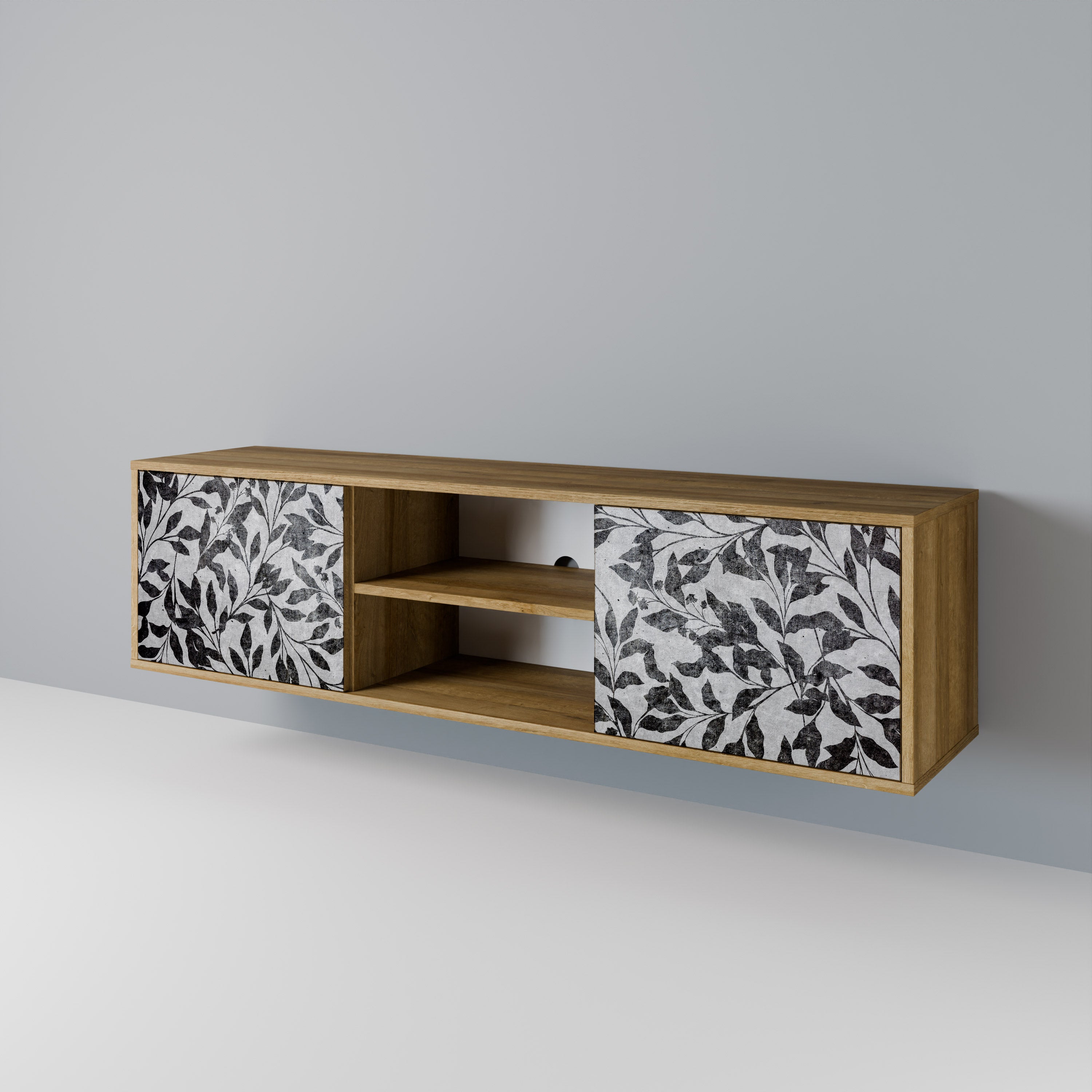 Mueble de TV de 2 puertas CHARCOAL SPROUT con efecto roble