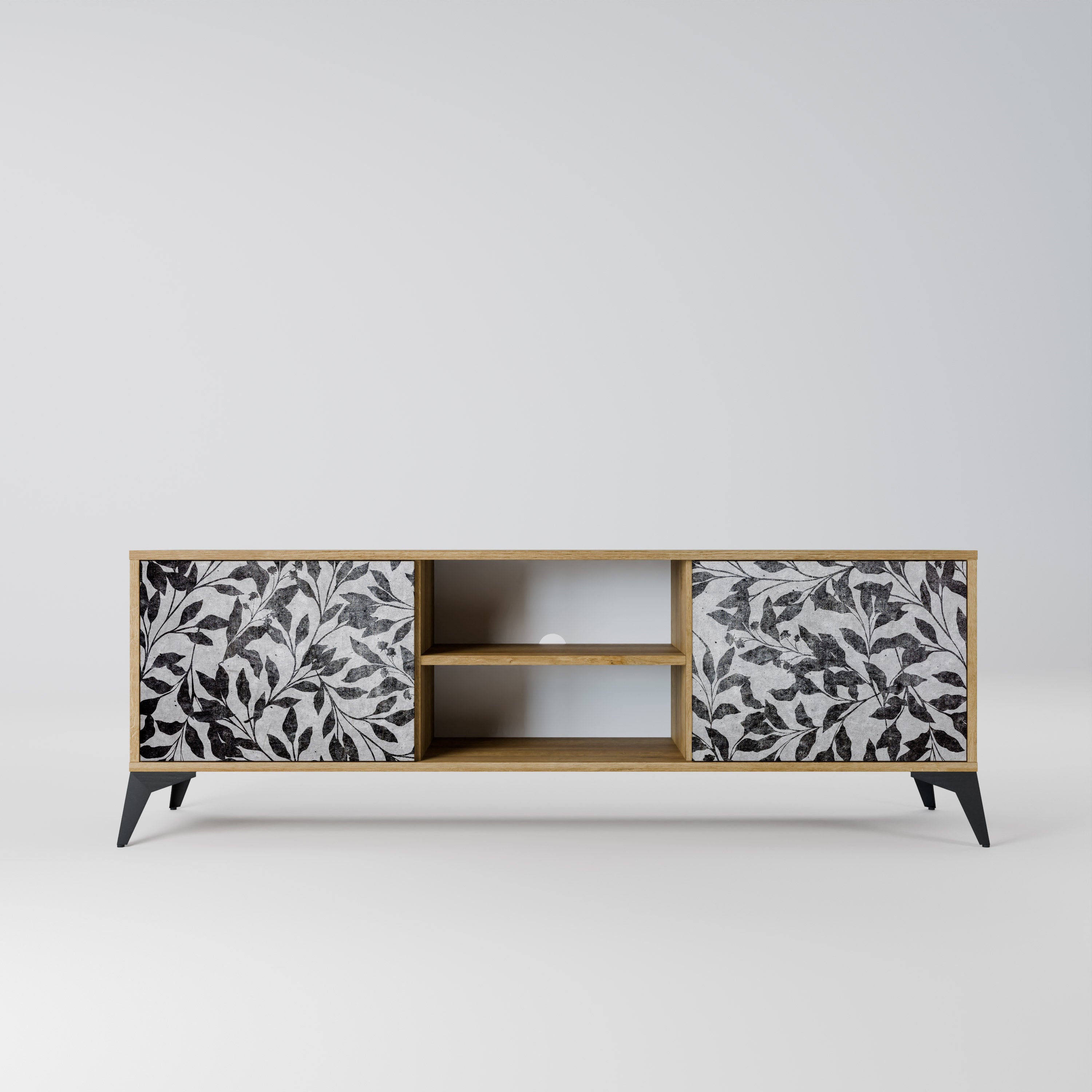 Mueble de TV de 2 puertas CHARCOAL SPROUT con efecto roble