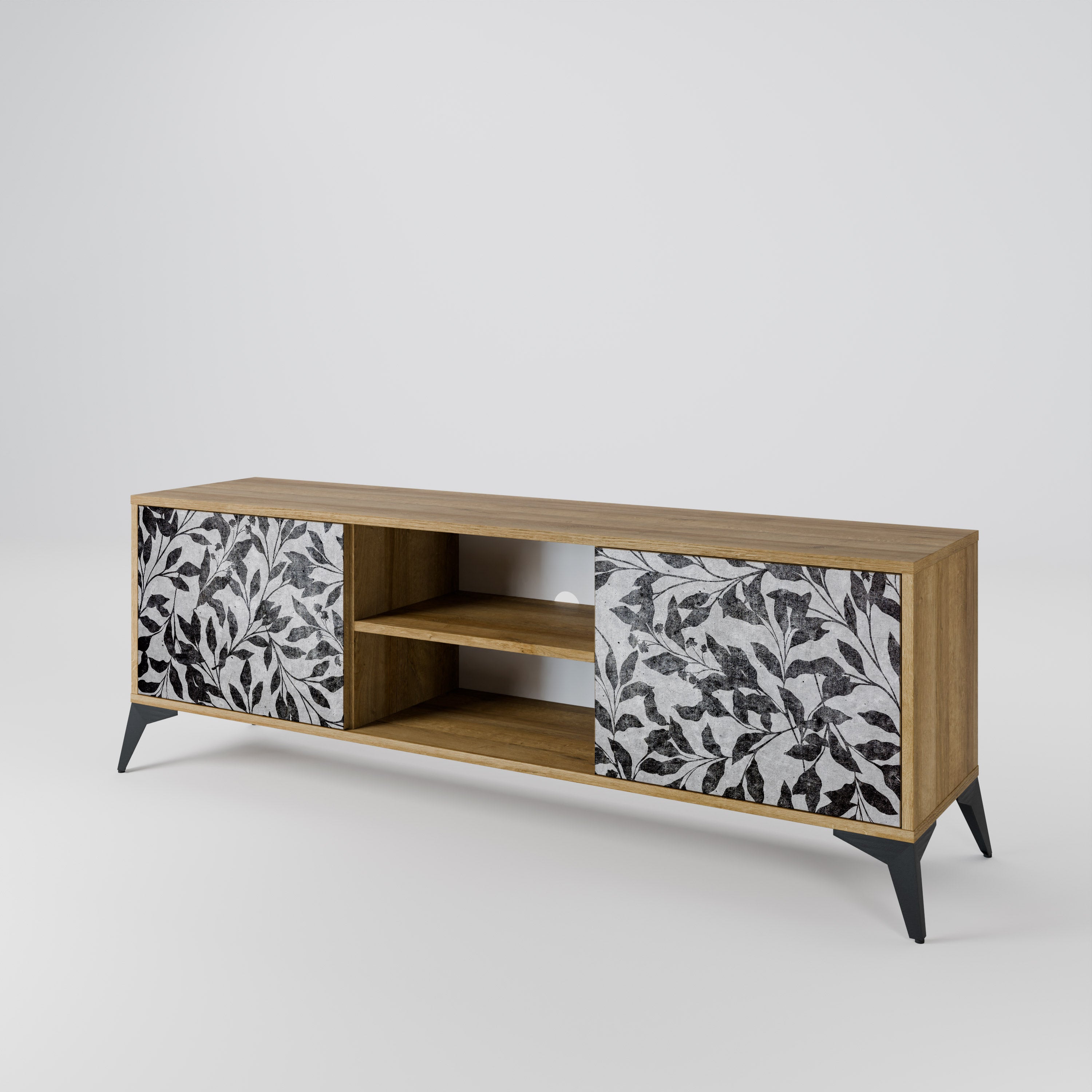 Mueble de TV de 2 puertas CHARCOAL SPROUT con efecto roble