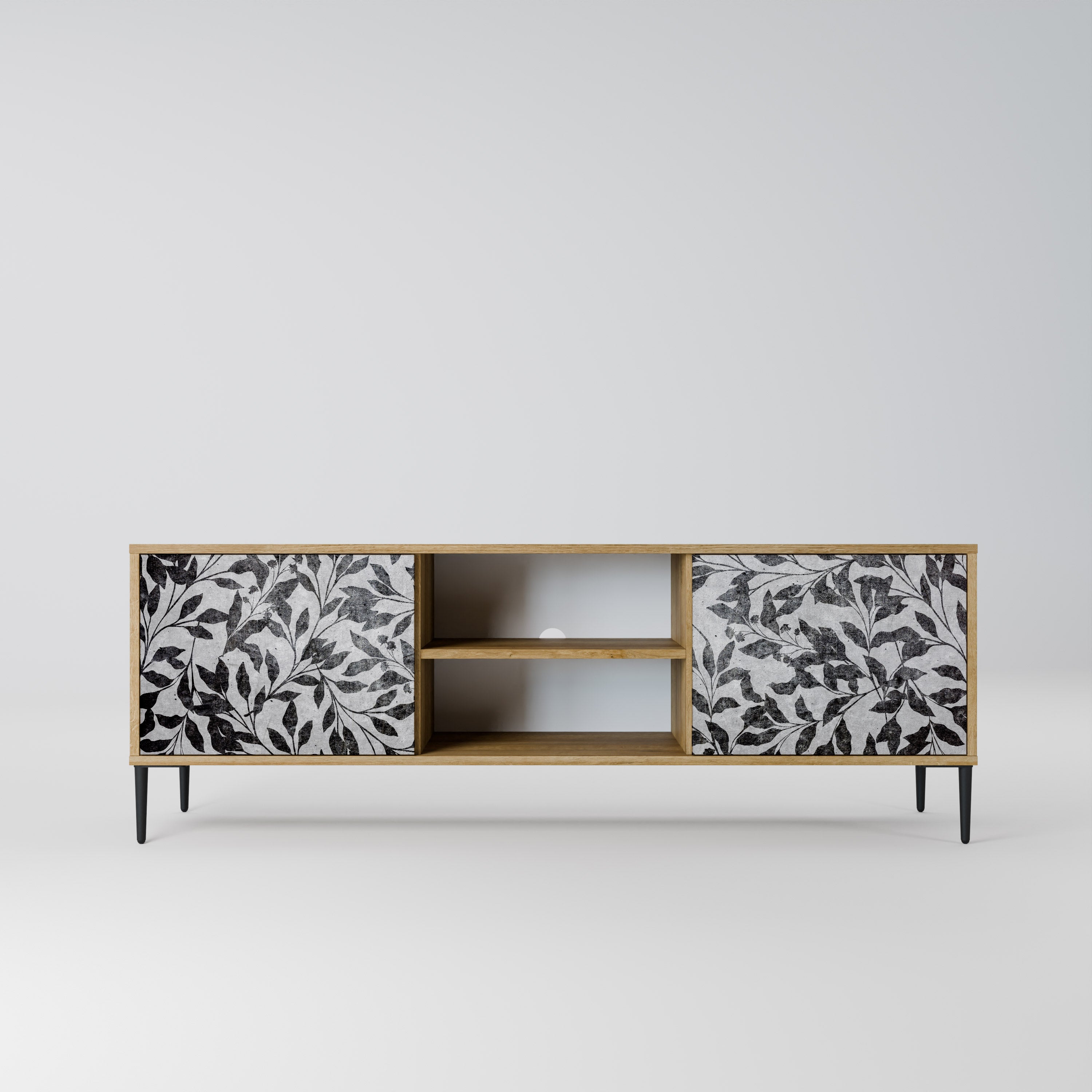Mueble de TV de 2 puertas CHARCOAL SPROUT con efecto roble