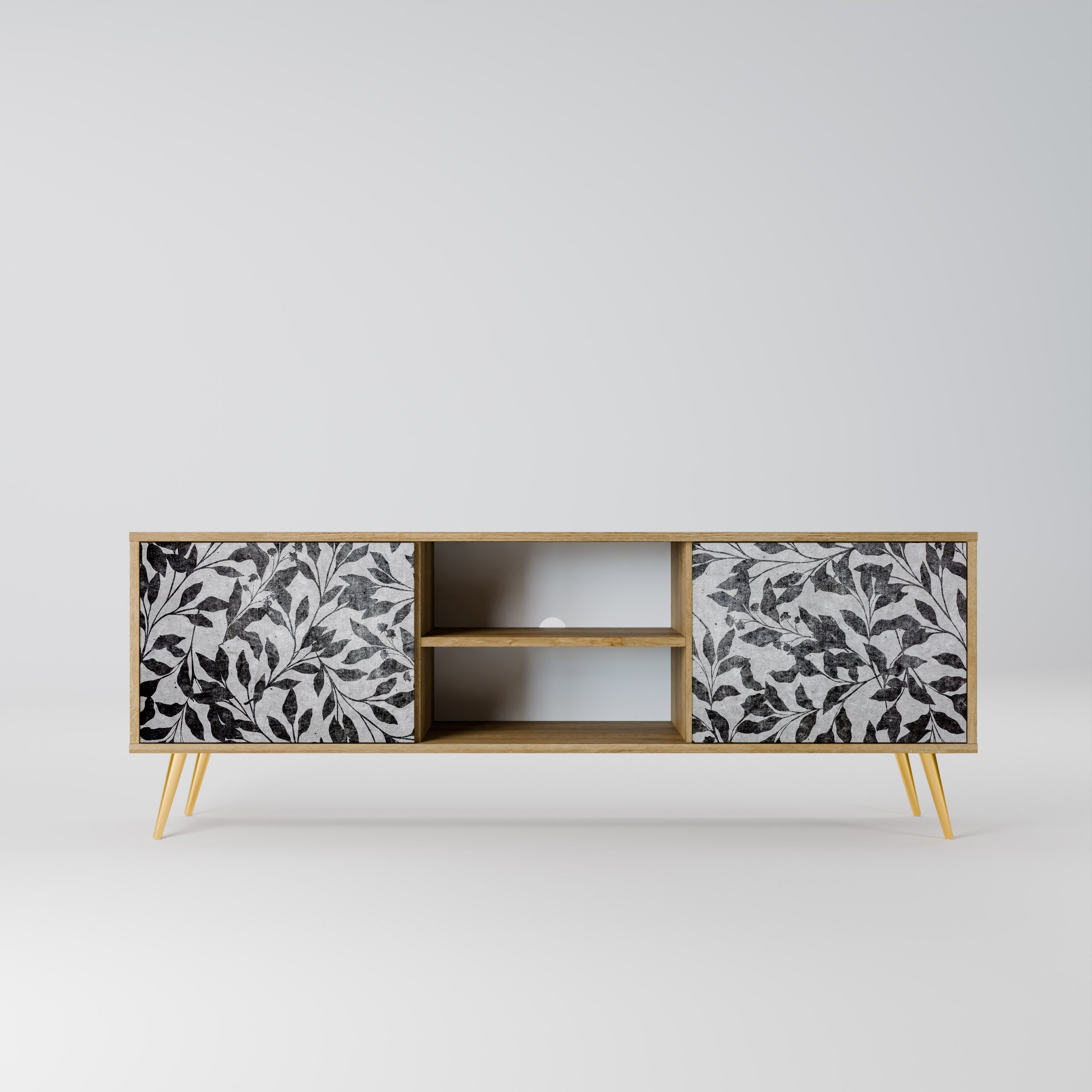 Mueble de TV de 2 puertas CHARCOAL SPROUT con efecto roble