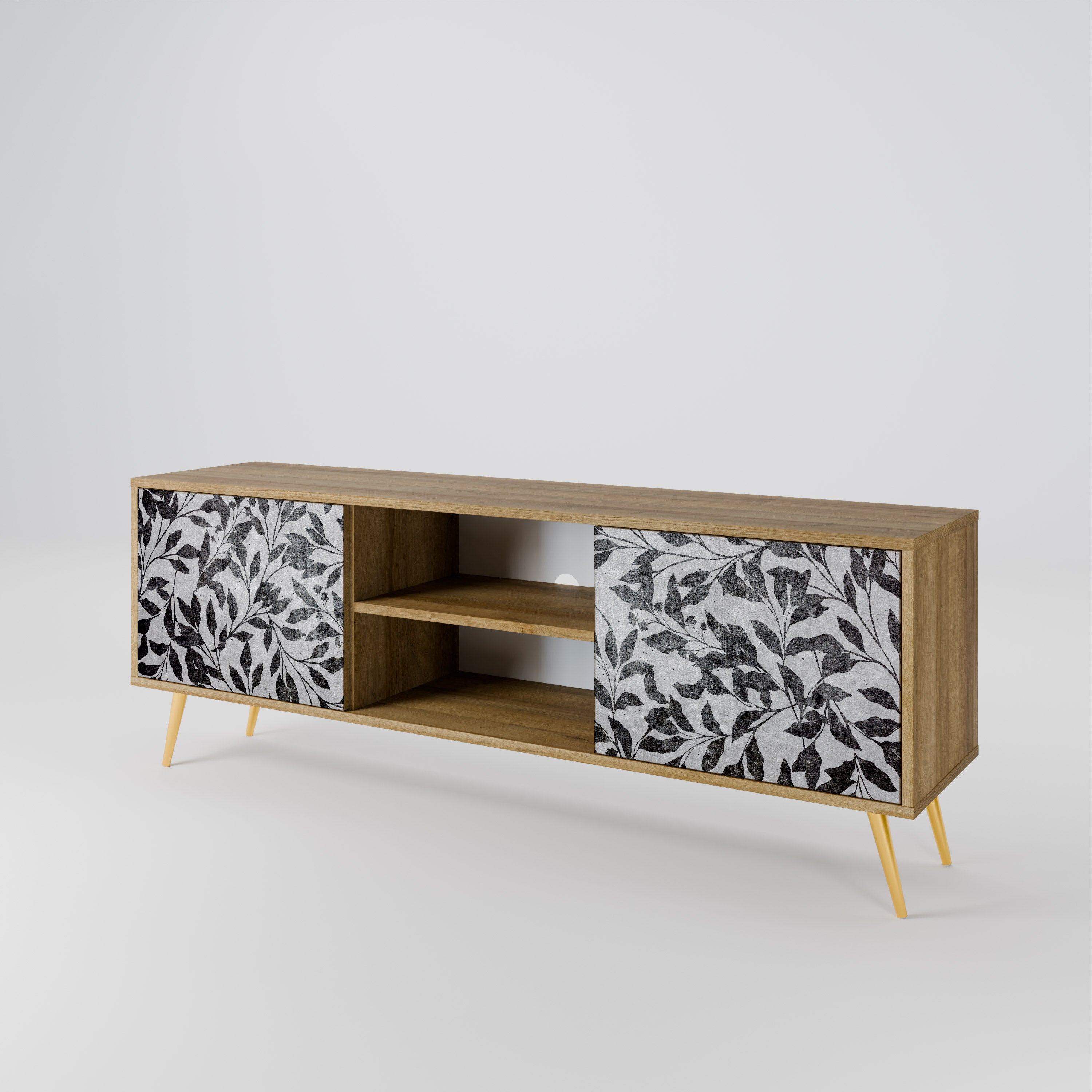 Mueble de TV de 2 puertas CHARCOAL SPROUT con efecto roble
