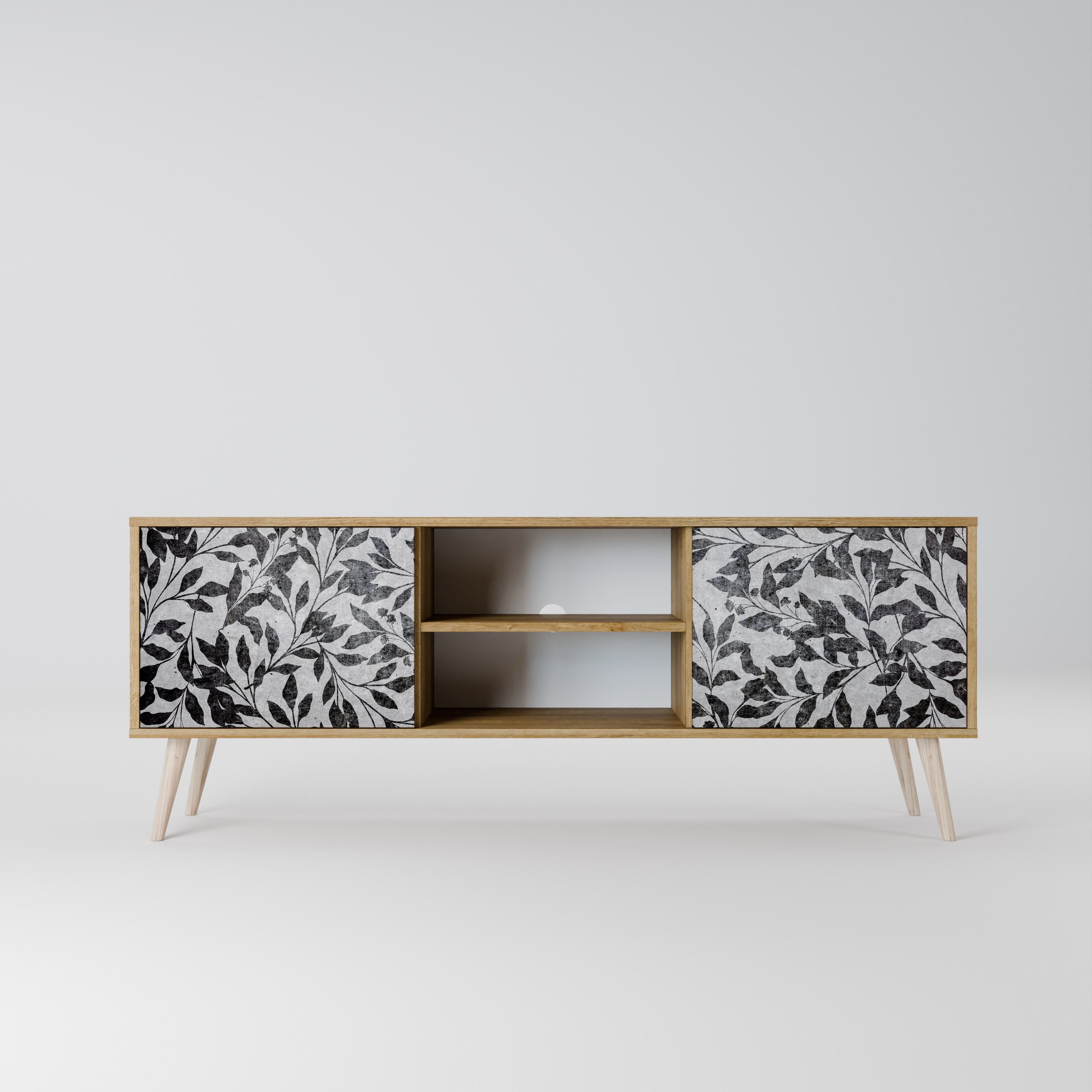 Mueble de TV de 2 puertas CHARCOAL SPROUT con efecto roble
