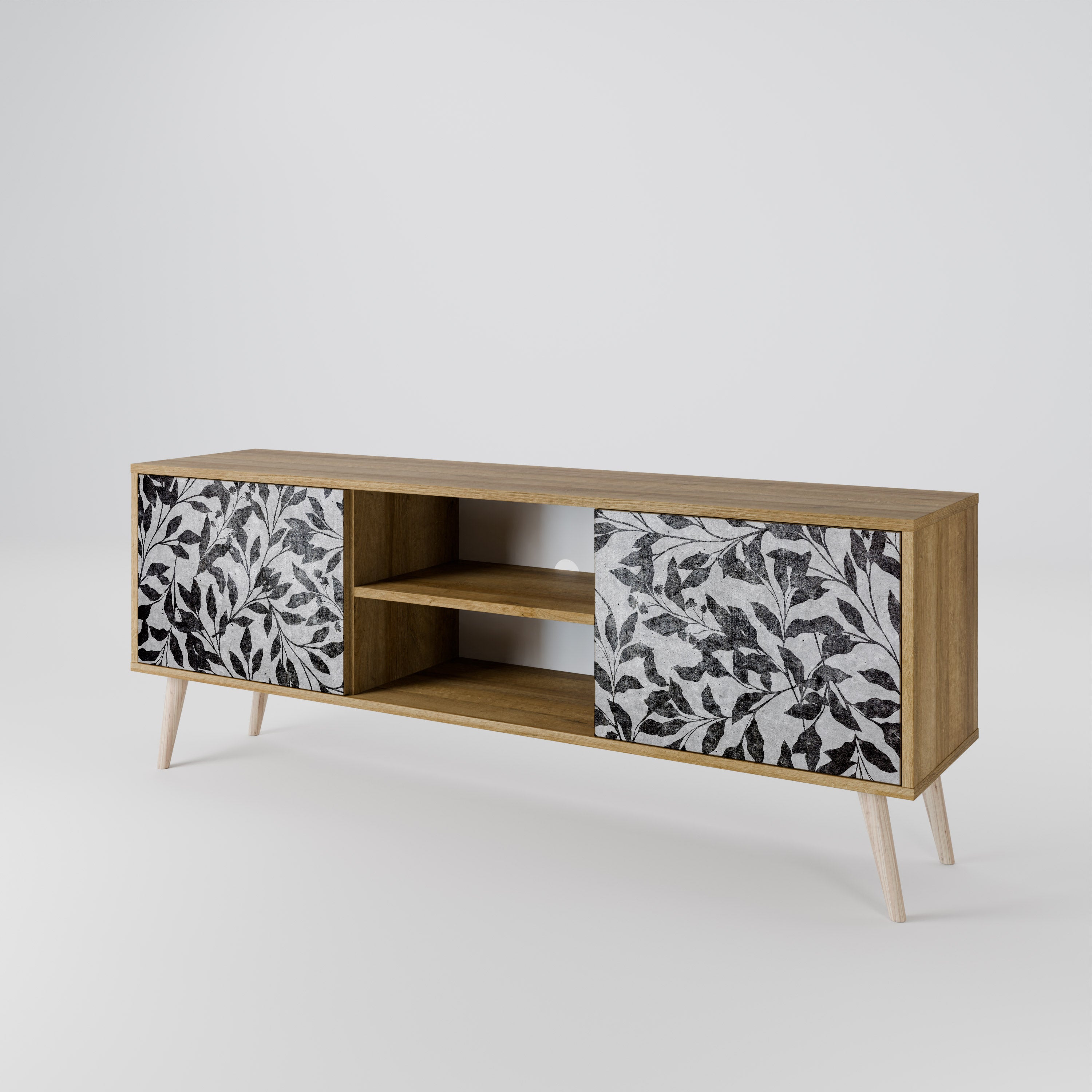 Mueble de TV de 2 puertas CHARCOAL SPROUT con efecto roble