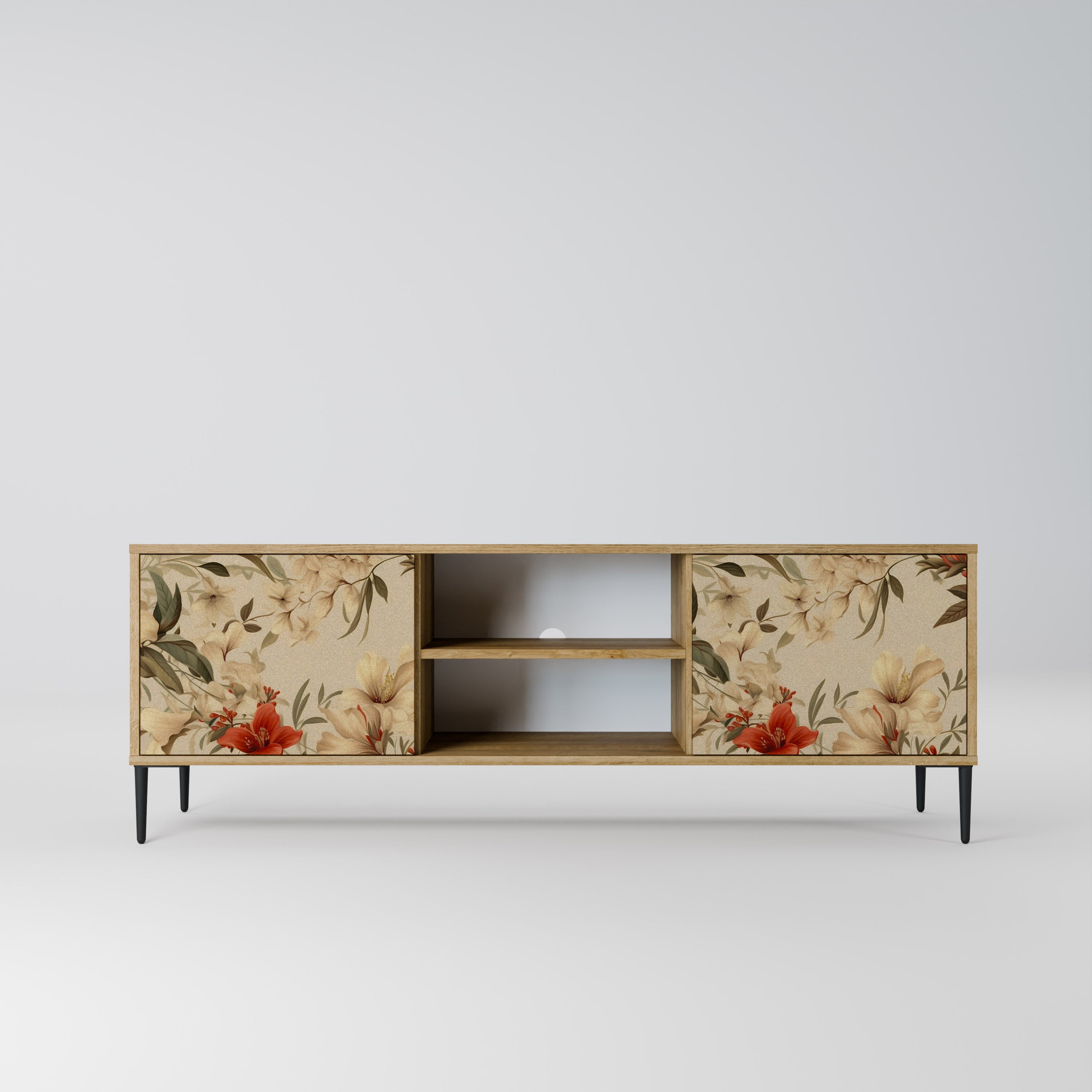 Mueble de TV de 2 puertas BLOOMING HARMONY con efecto roble