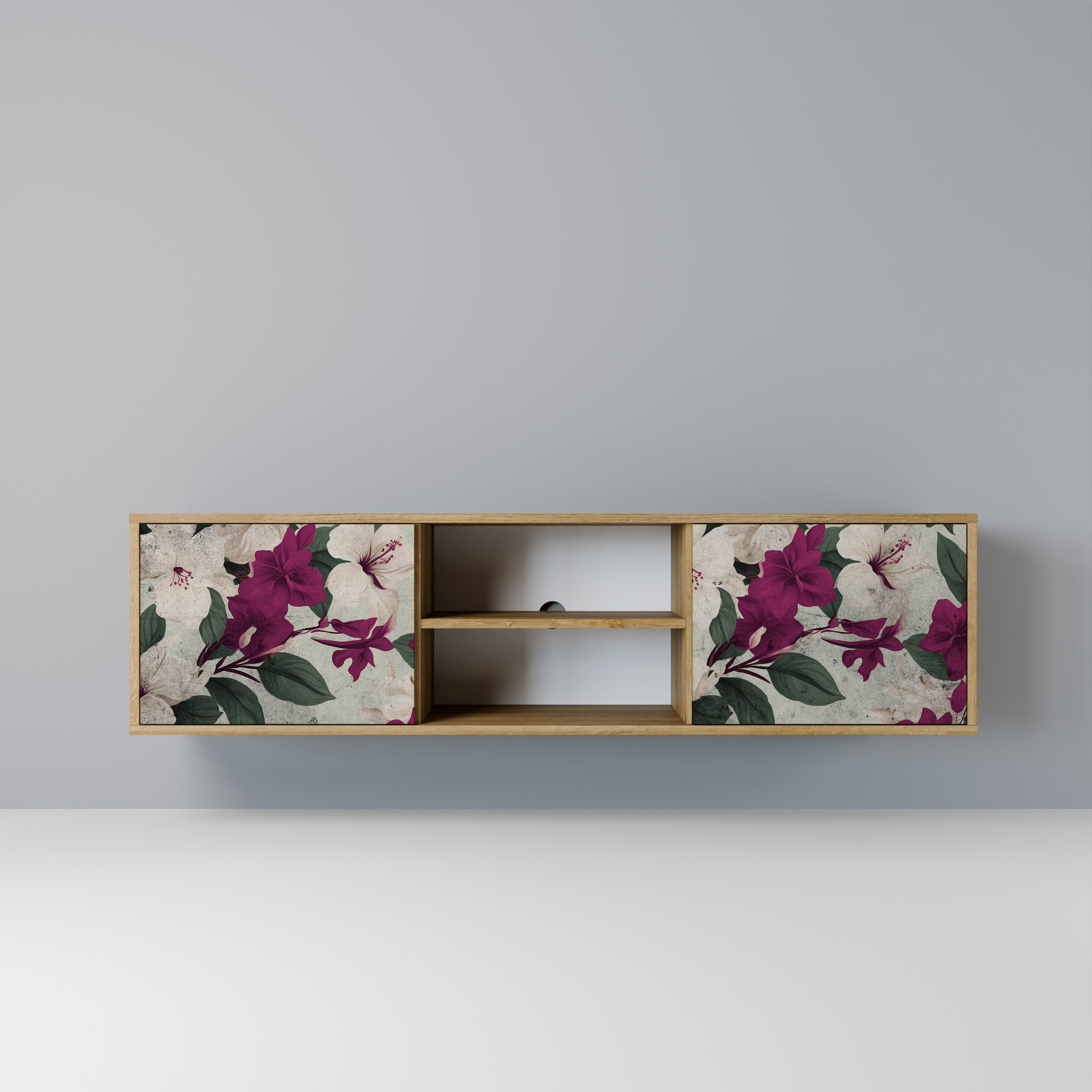 Mueble de TV de 2 puertas FLOWERET DREAM con efecto roble