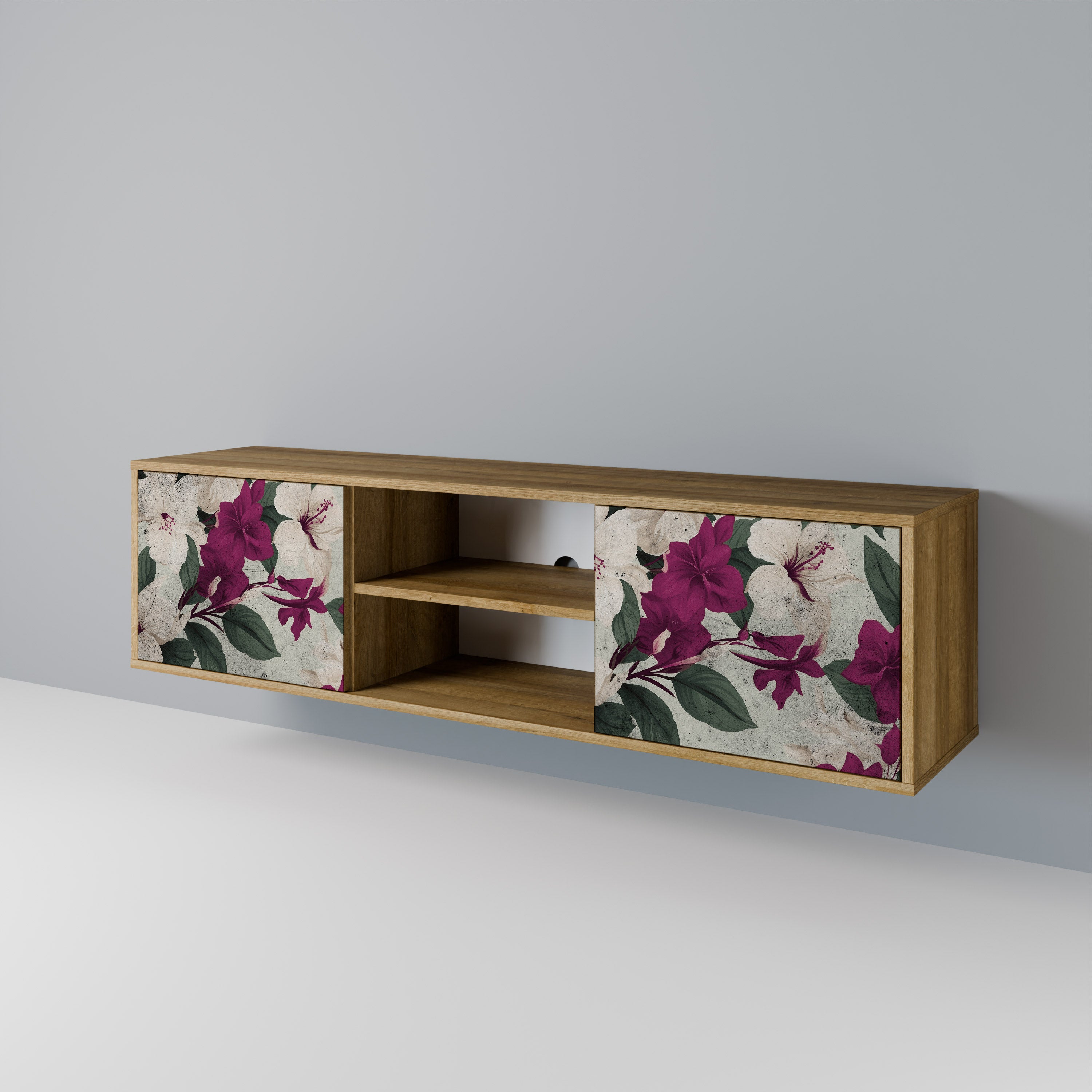 Mueble de TV de 2 puertas FLOWERET DREAM con efecto roble