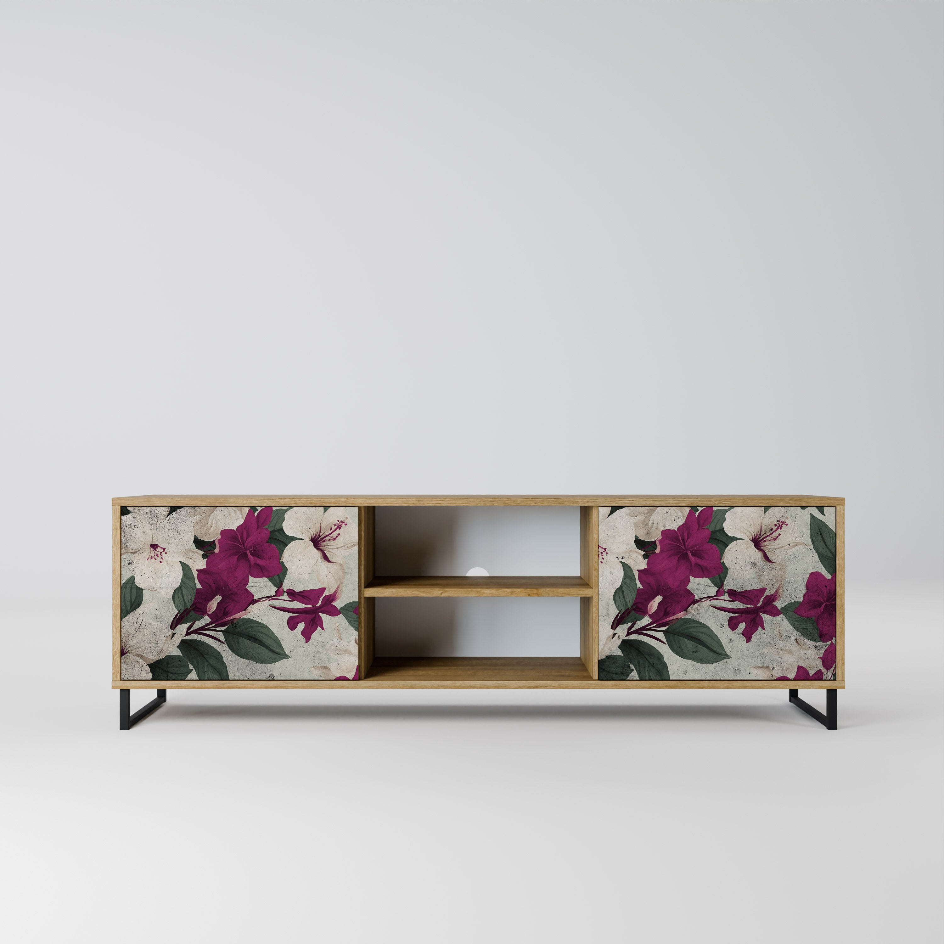 Mueble de TV de 2 puertas FLOWERET DREAM con efecto roble