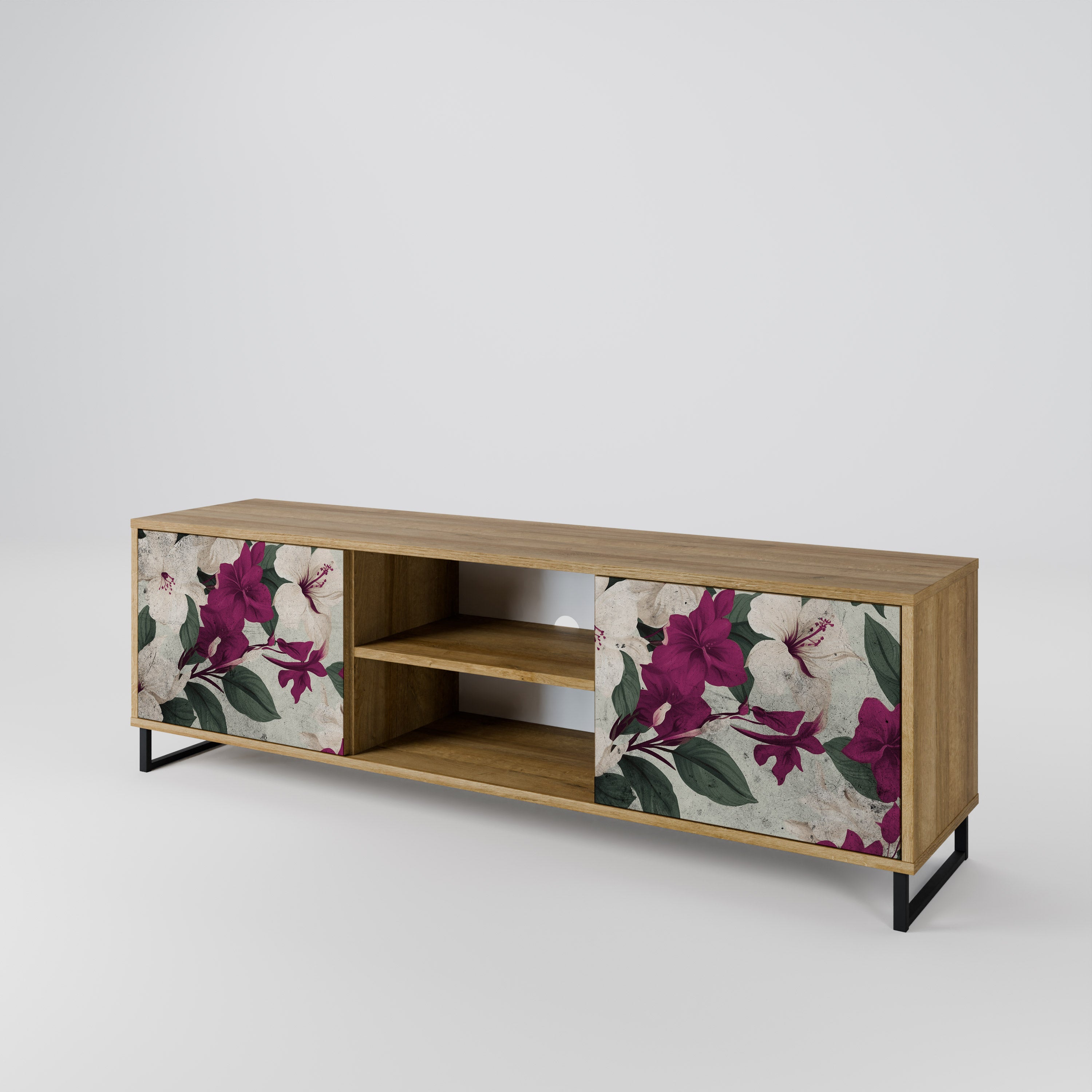 Mueble de TV de 2 puertas FLOWERET DREAM con efecto roble