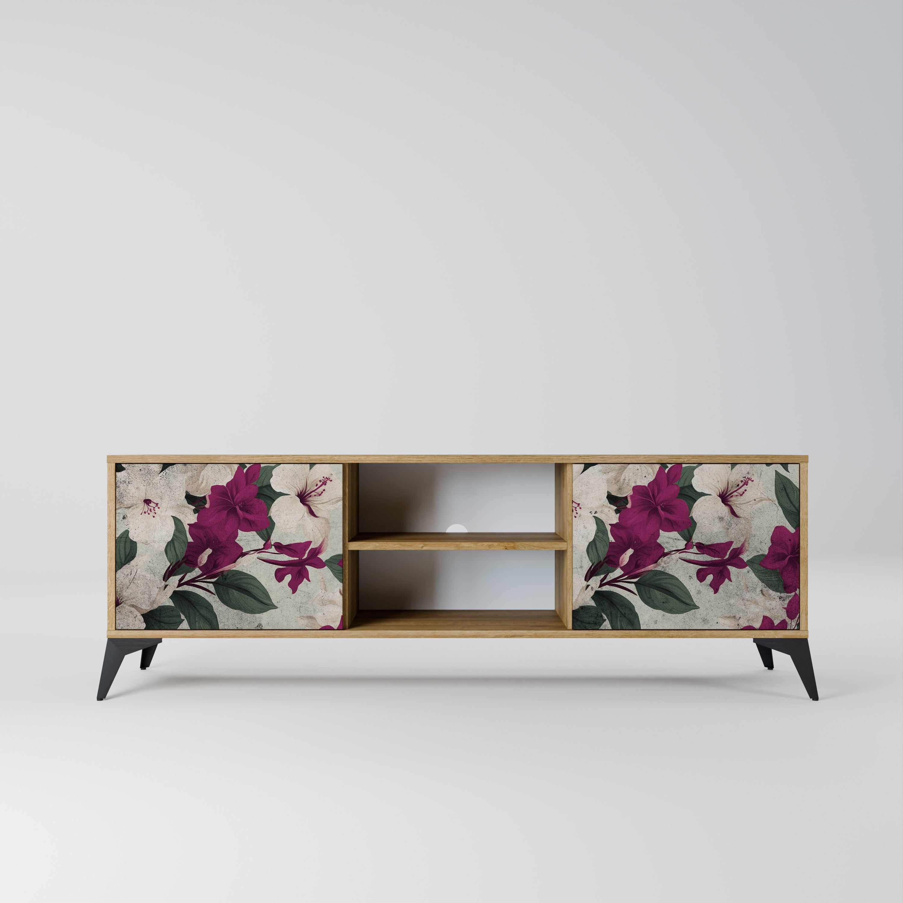 Mueble de TV de 2 puertas FLOWERET DREAM con efecto roble