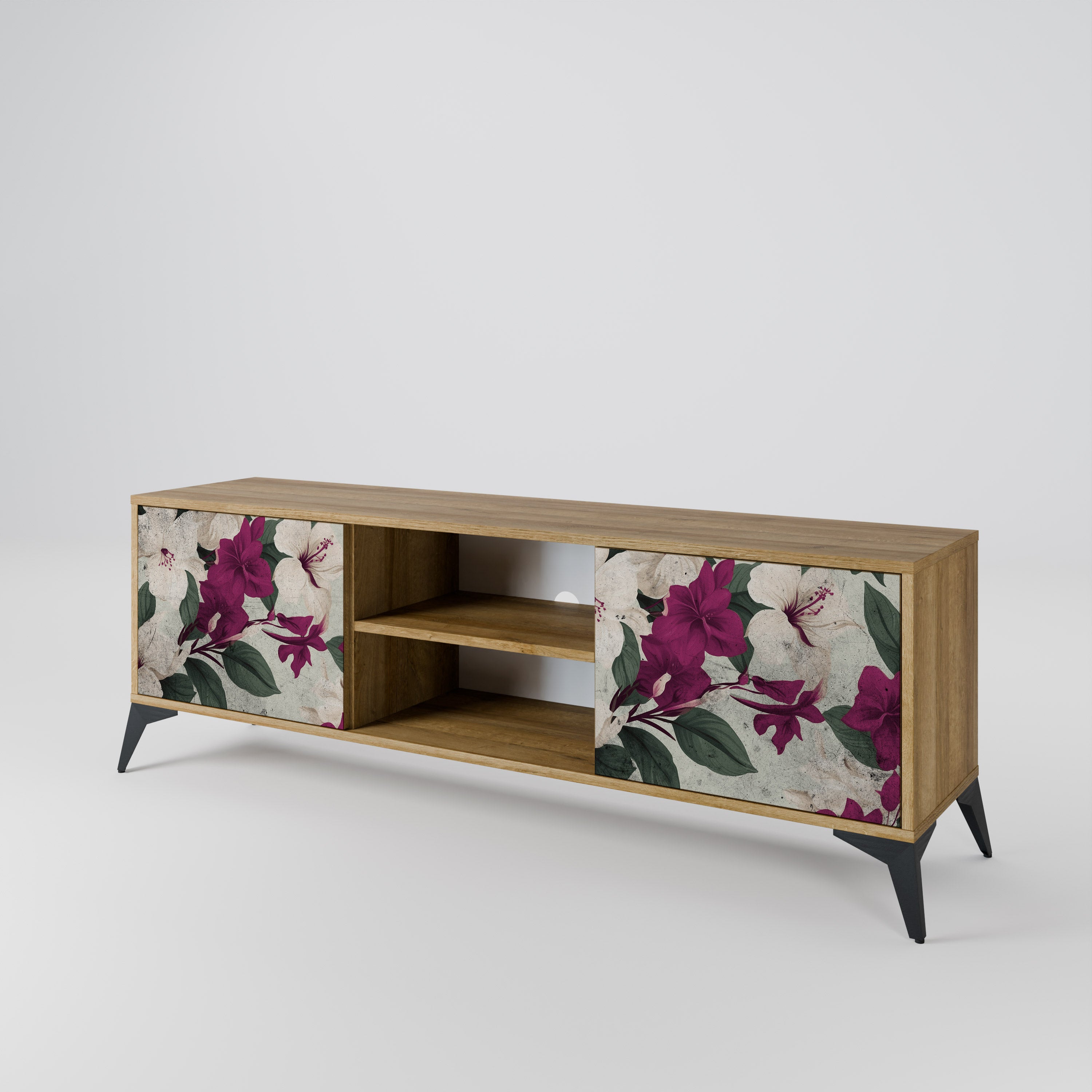 Mueble de TV de 2 puertas FLOWERET DREAM con efecto roble