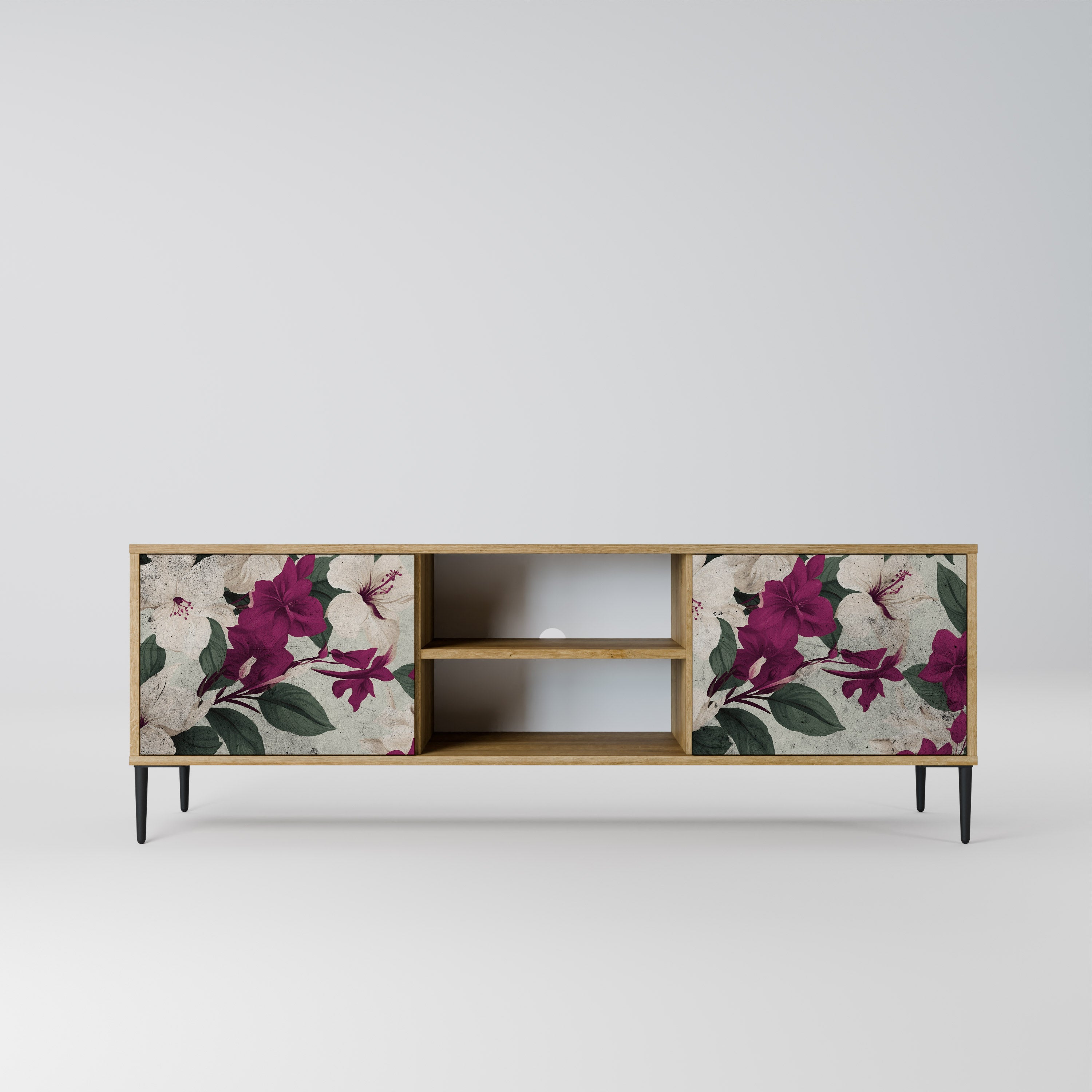 Mueble de TV de 2 puertas FLOWERET DREAM con efecto roble