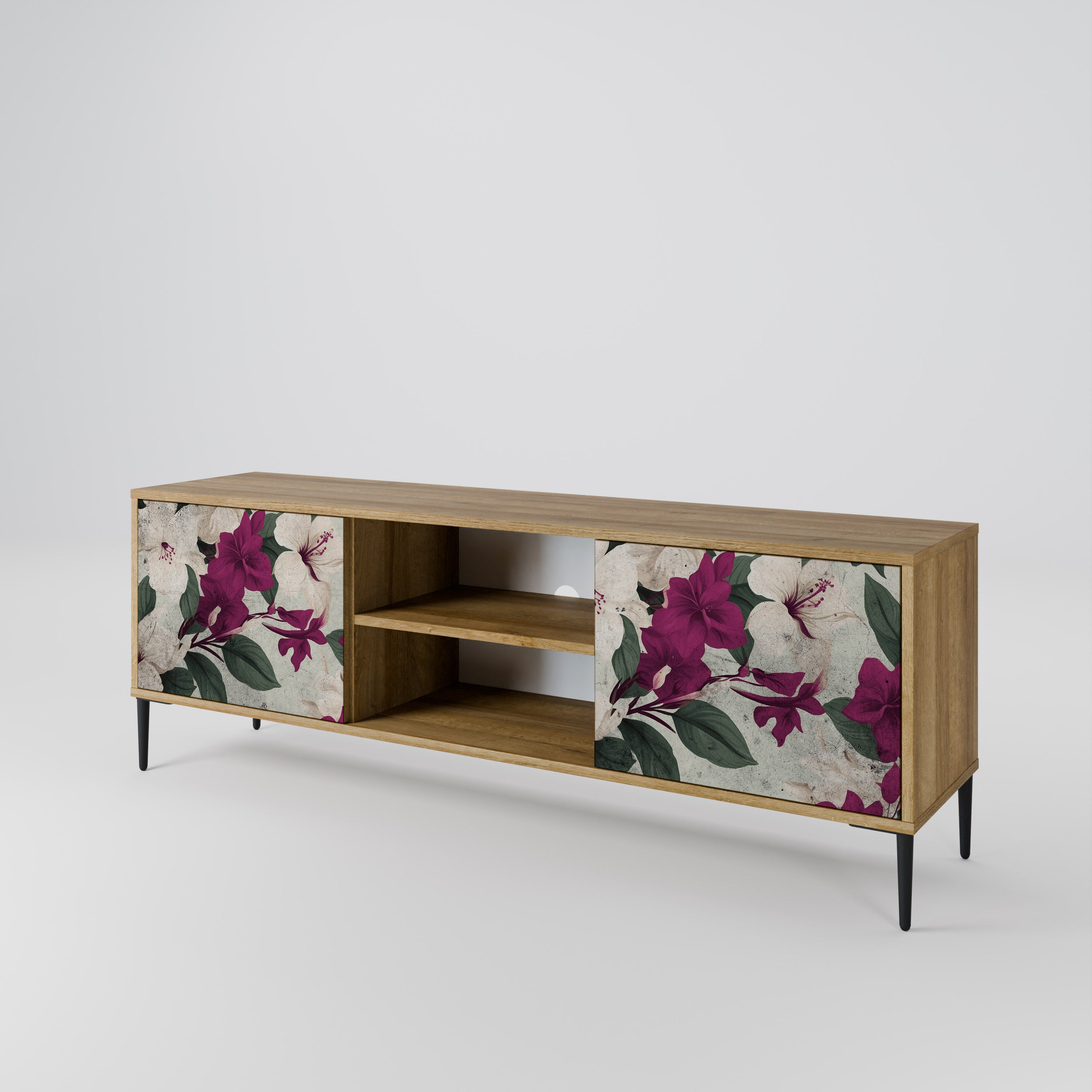 Mueble de TV de 2 puertas FLOWERET DREAM con efecto roble