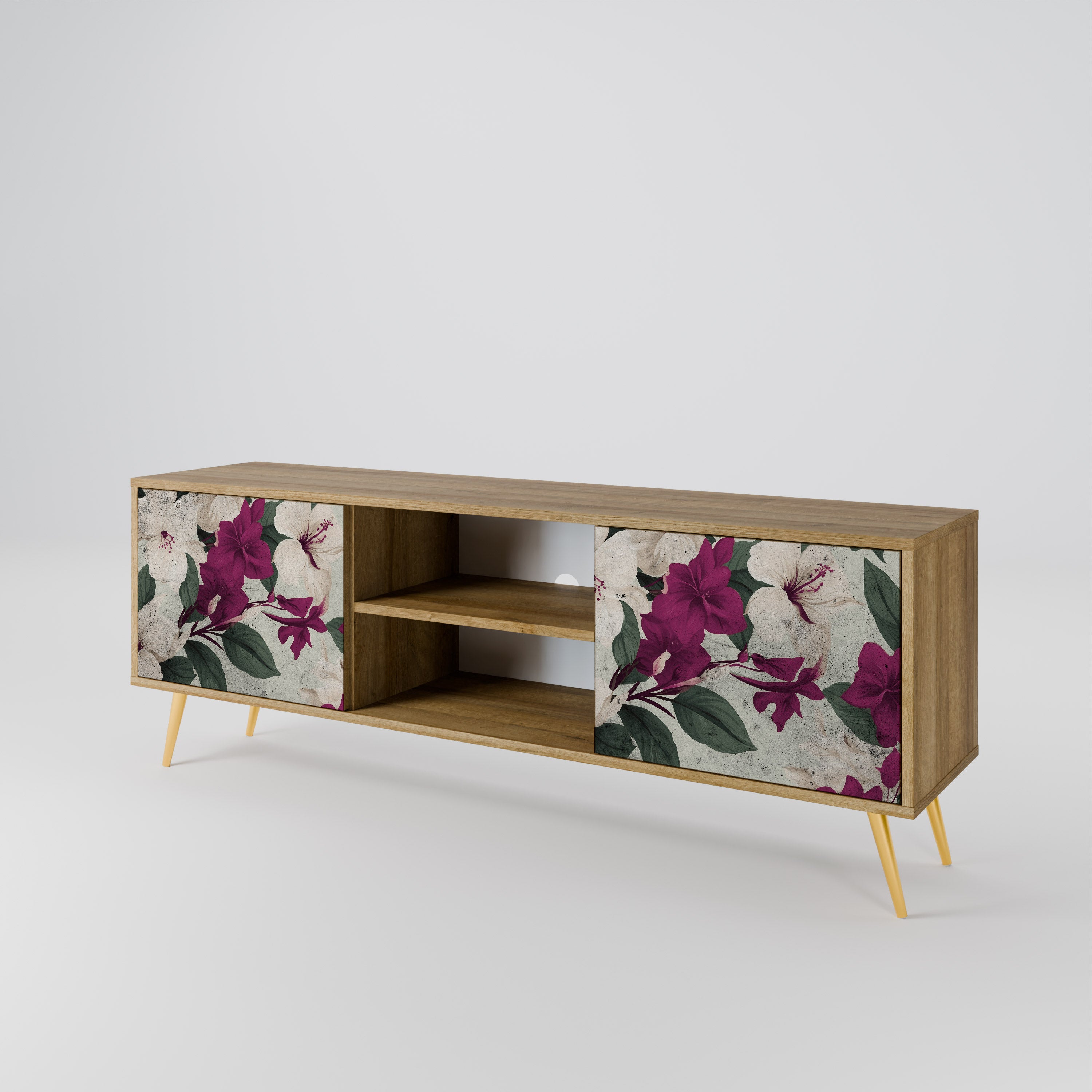 Mueble de TV de 2 puertas FLOWERET DREAM con efecto roble