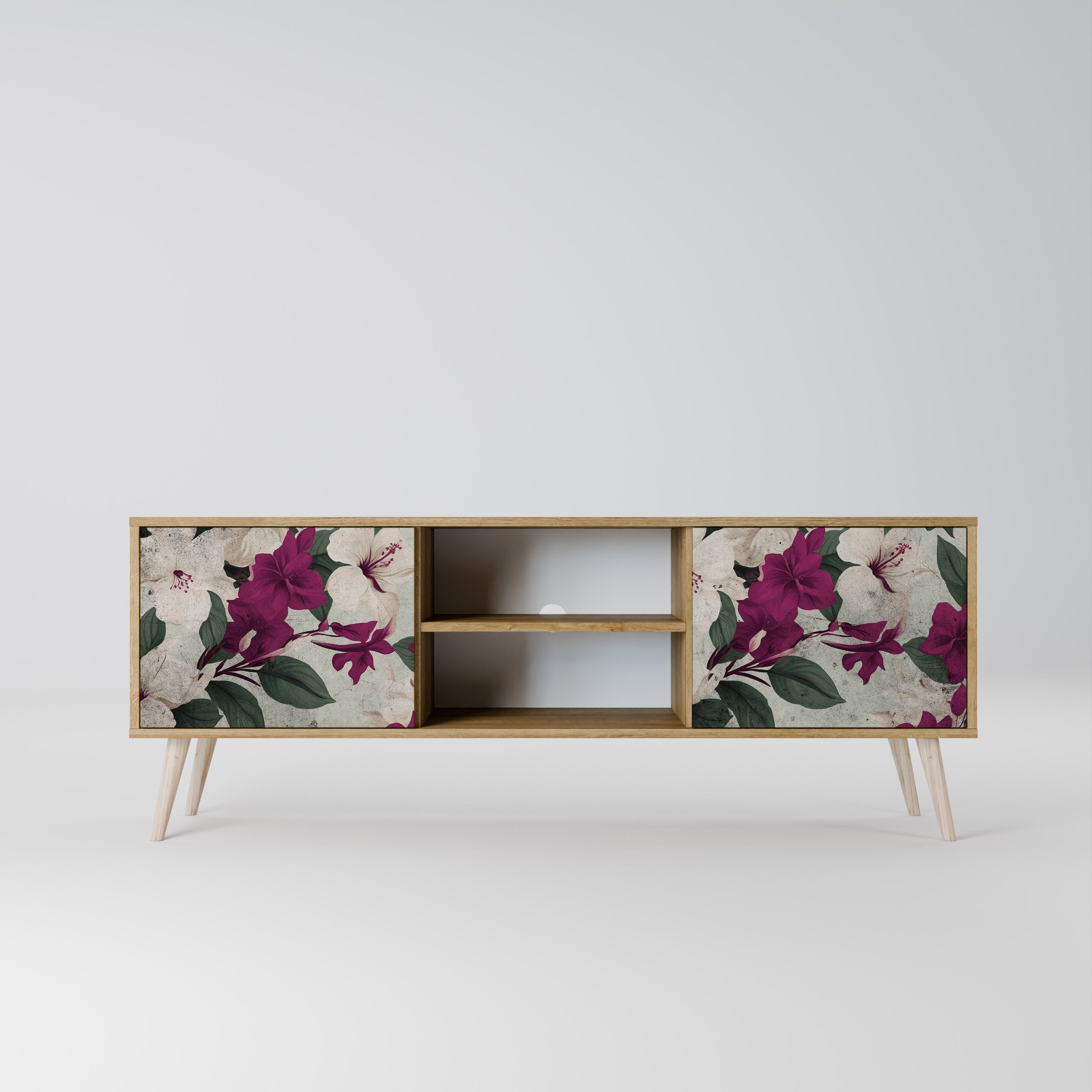 Mueble de TV de 2 puertas FLOWERET DREAM con efecto roble