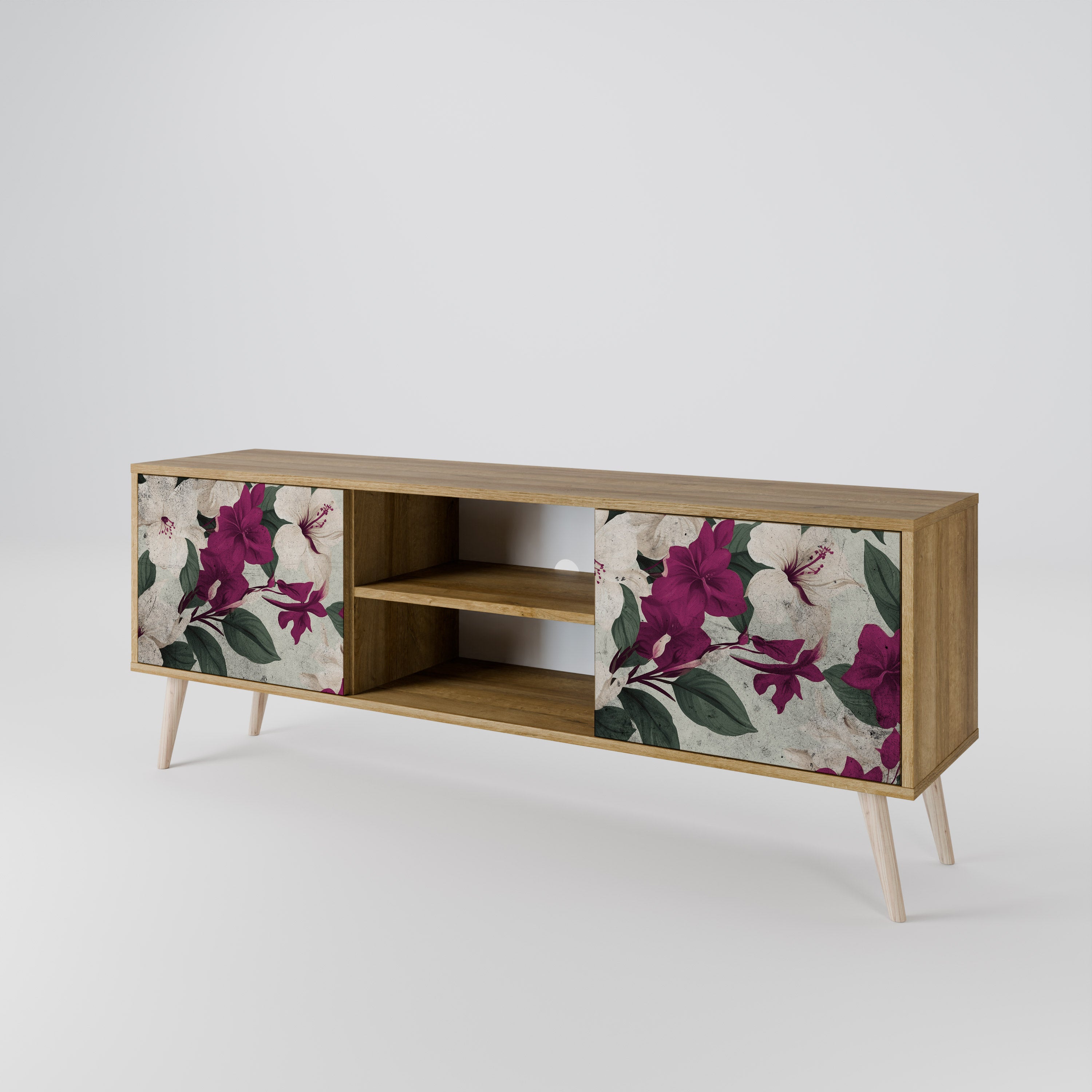 Mueble de TV de 2 puertas FLOWERET DREAM con efecto roble