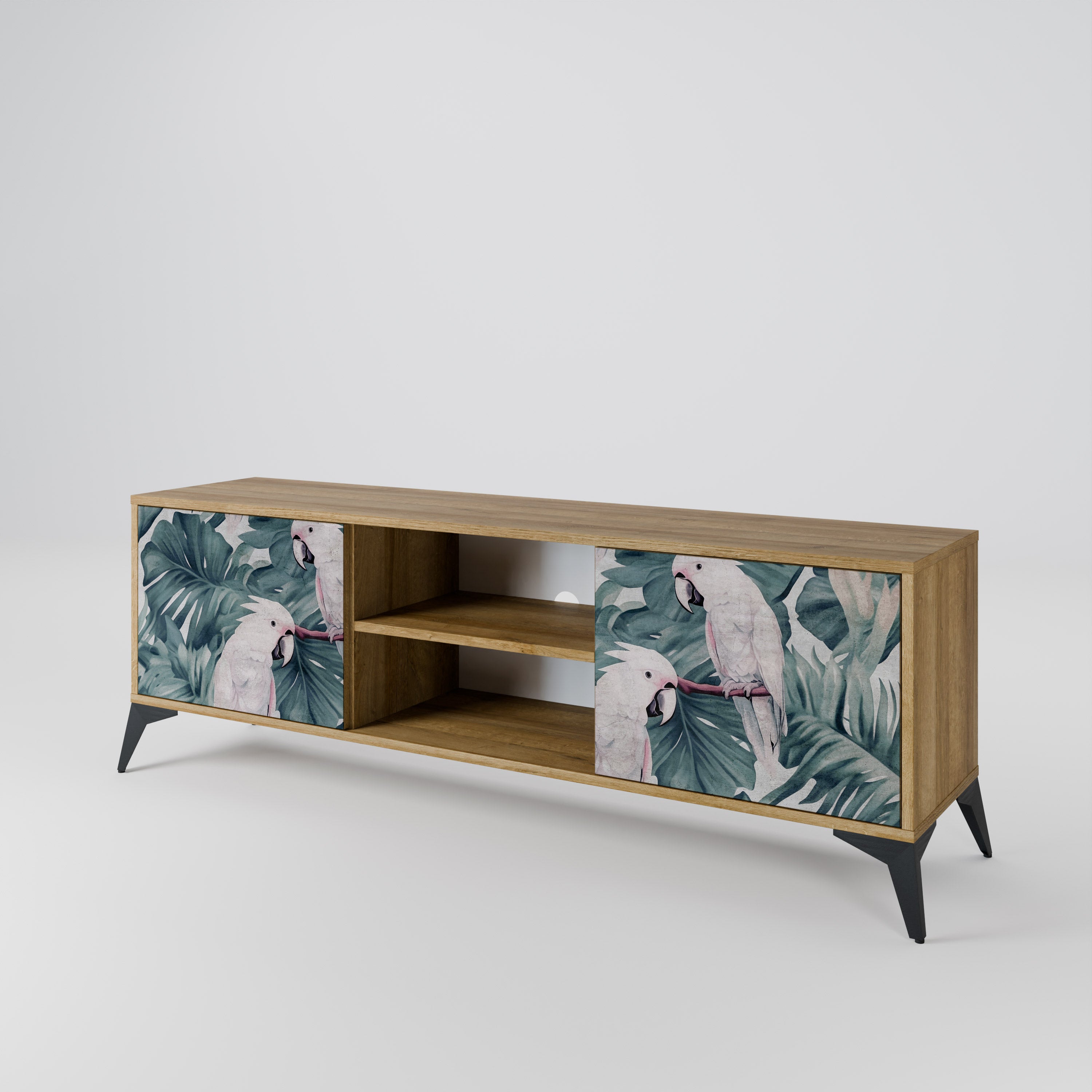 Mueble de TV POPINJAY LOOK de 2 puertas con efecto roble
