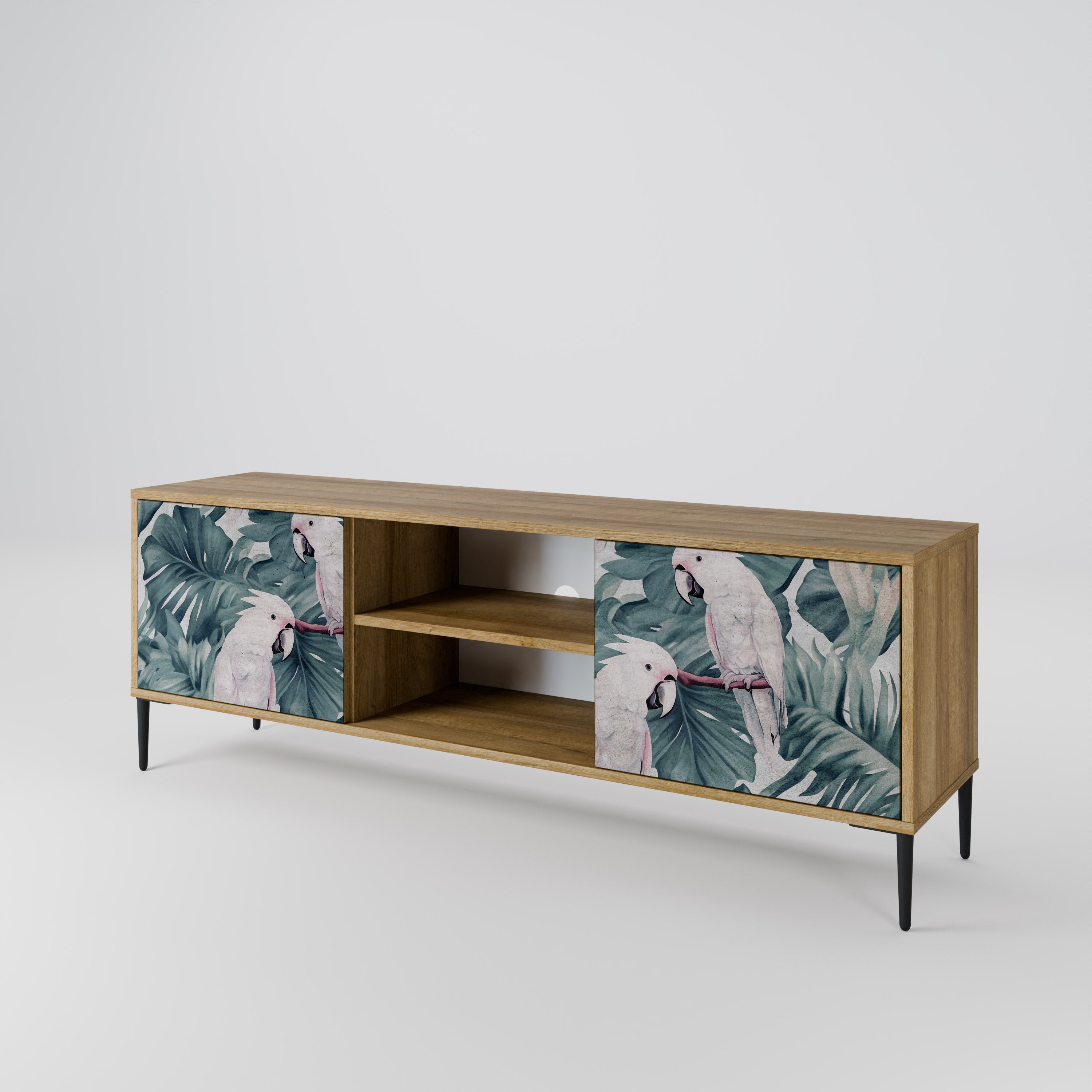 Mueble de TV POPINJAY LOOK de 2 puertas con efecto roble