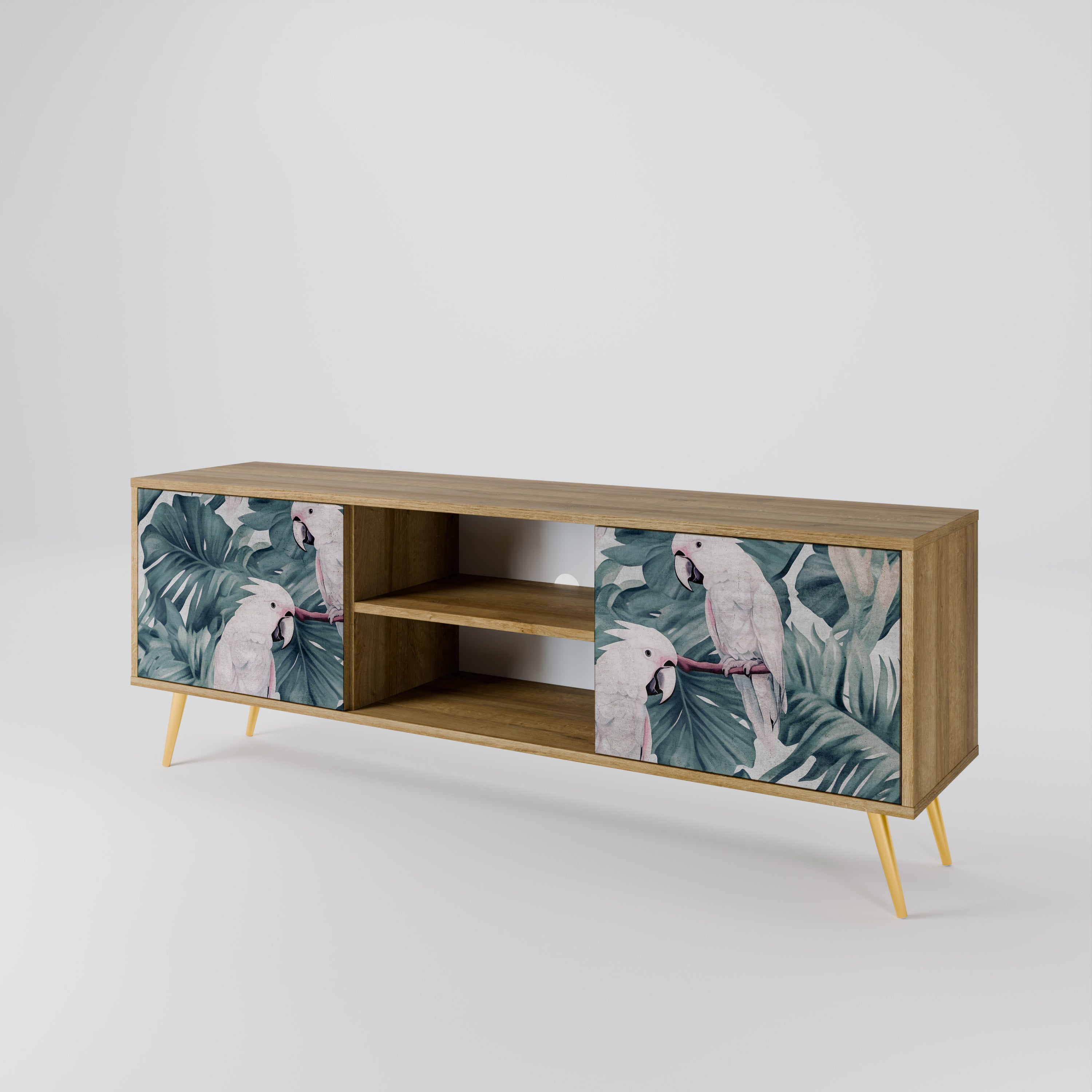 Mueble de TV POPINJAY LOOK de 2 puertas con efecto roble