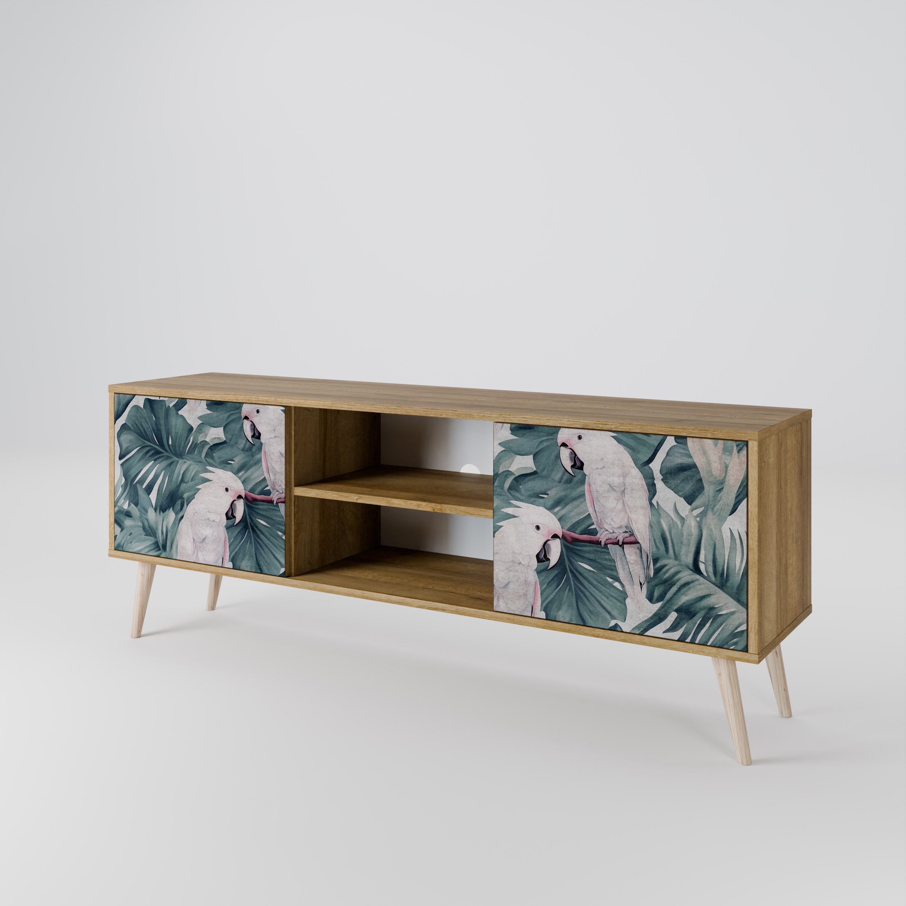 Mueble de TV POPINJAY LOOK de 2 puertas con efecto roble