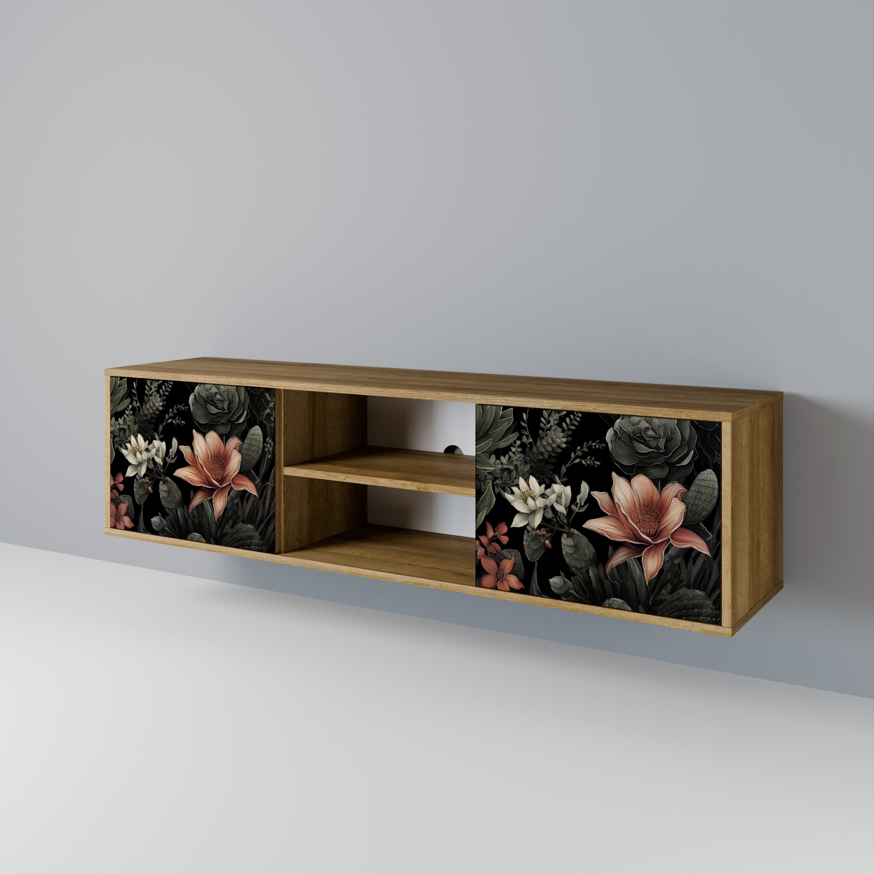 Mueble de TV SECRET VERDURE de 2 puertas con efecto roble