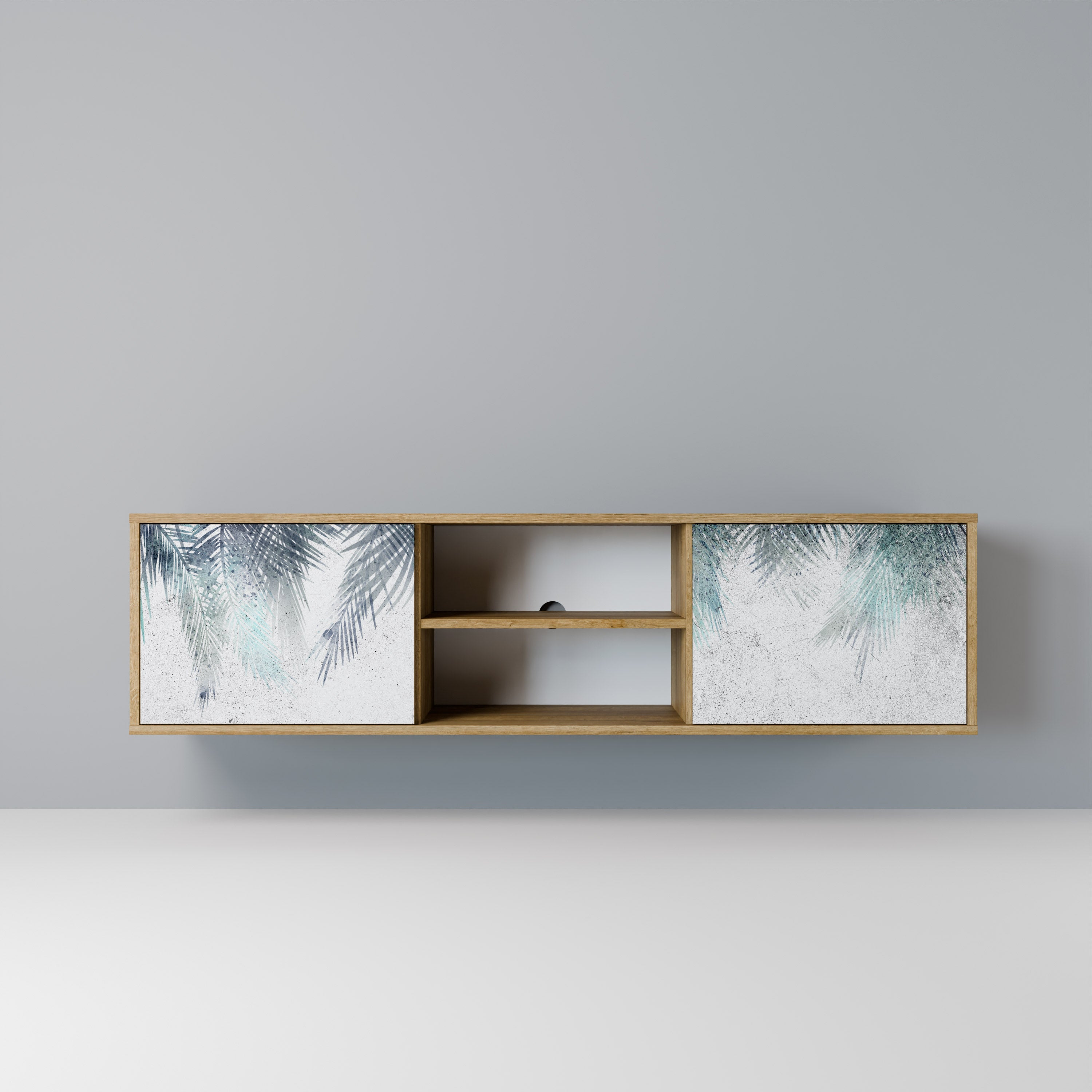 Mueble de TV de 2 puertas PALM VEIL con efecto roble