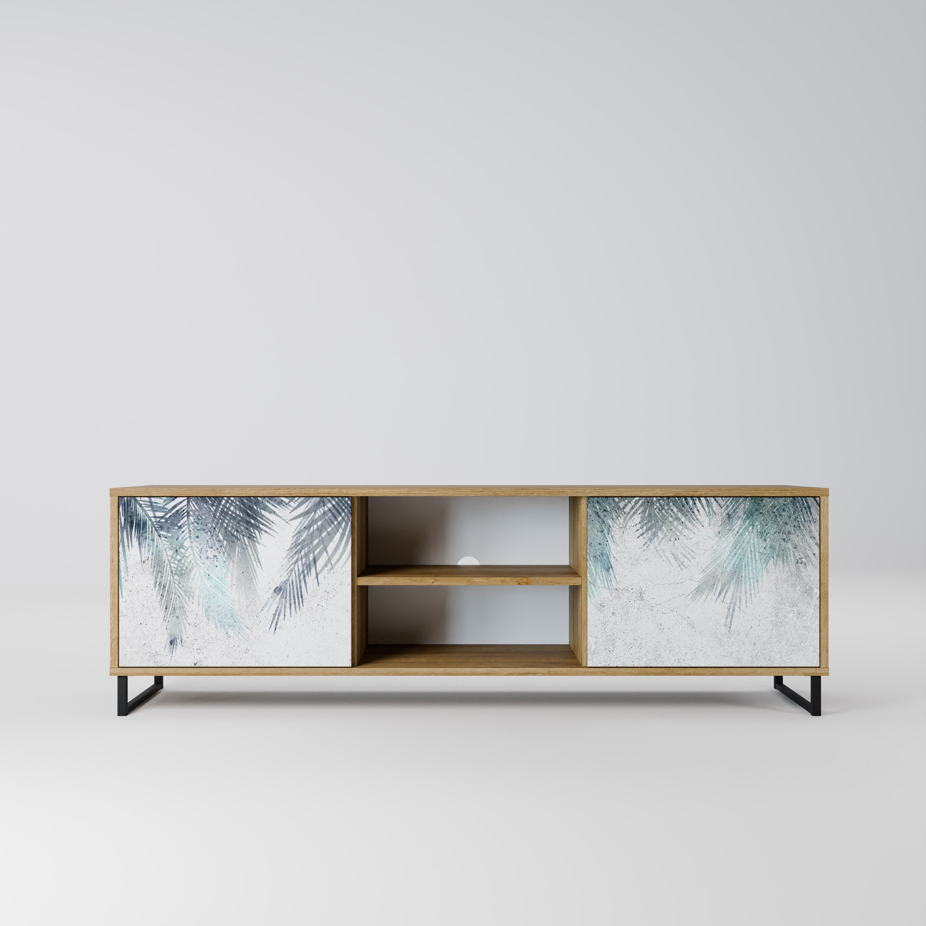 Mueble de TV de 2 puertas PALM VEIL con efecto roble