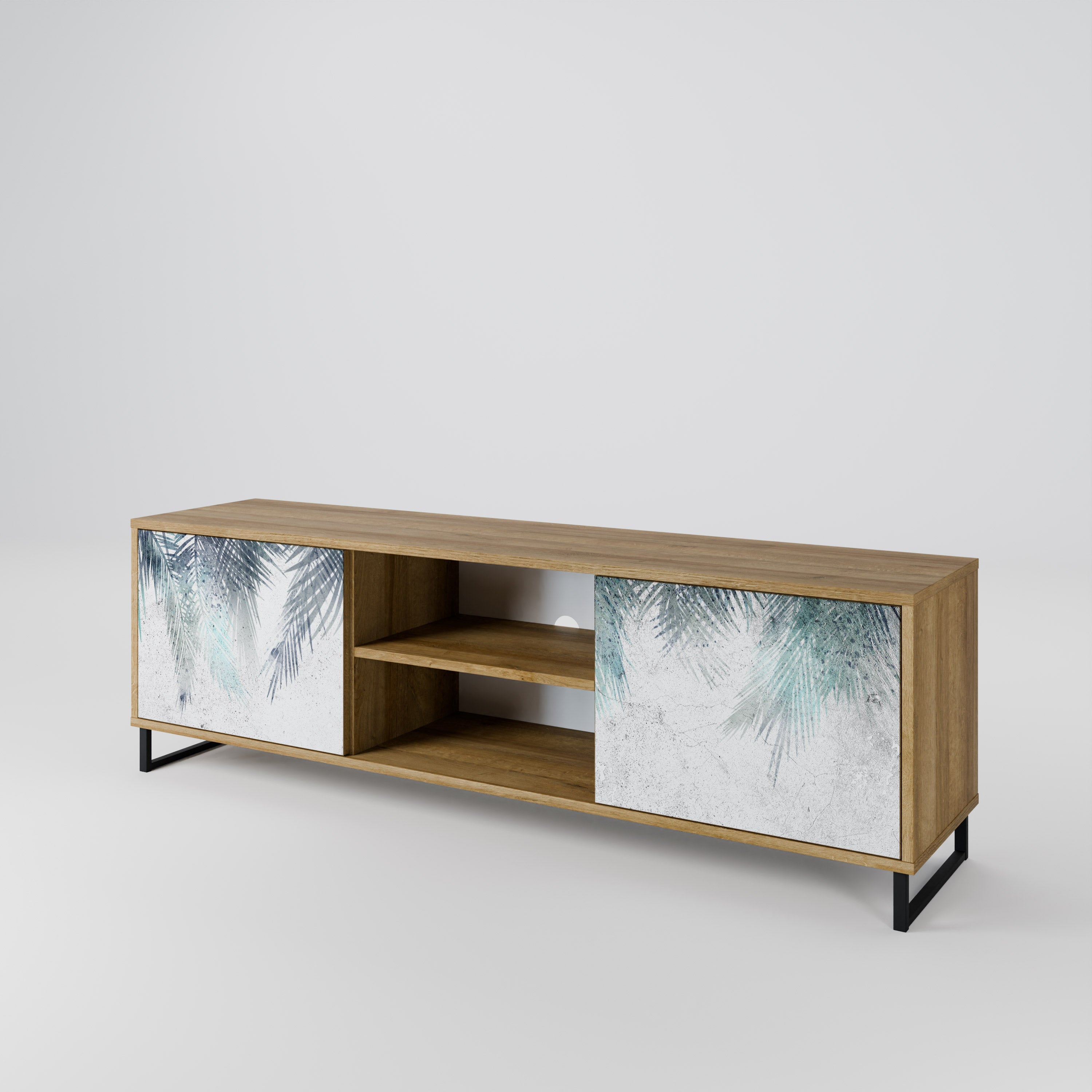 Mueble de TV de 2 puertas PALM VEIL con efecto roble
