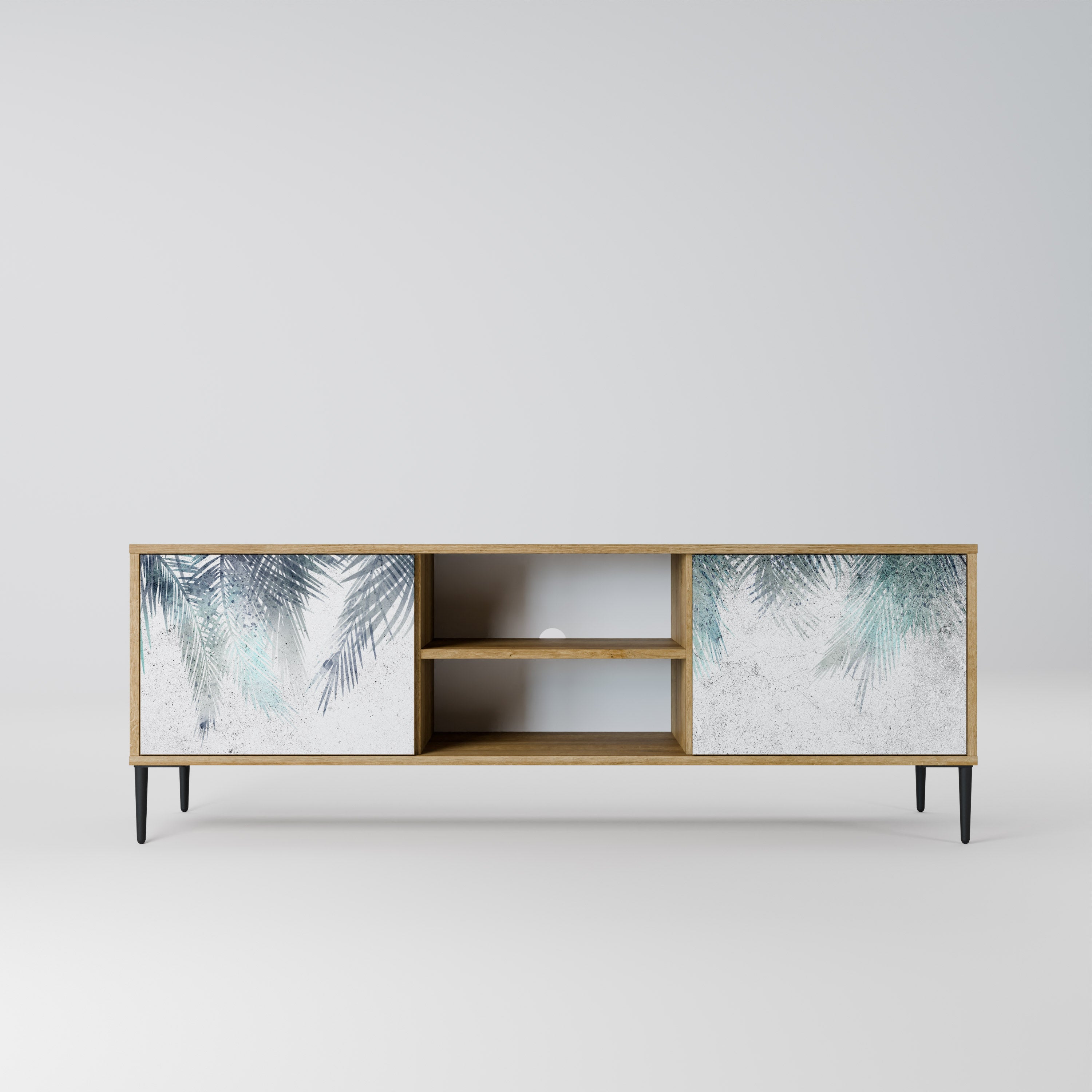 Mueble de TV de 2 puertas PALM VEIL con efecto roble
