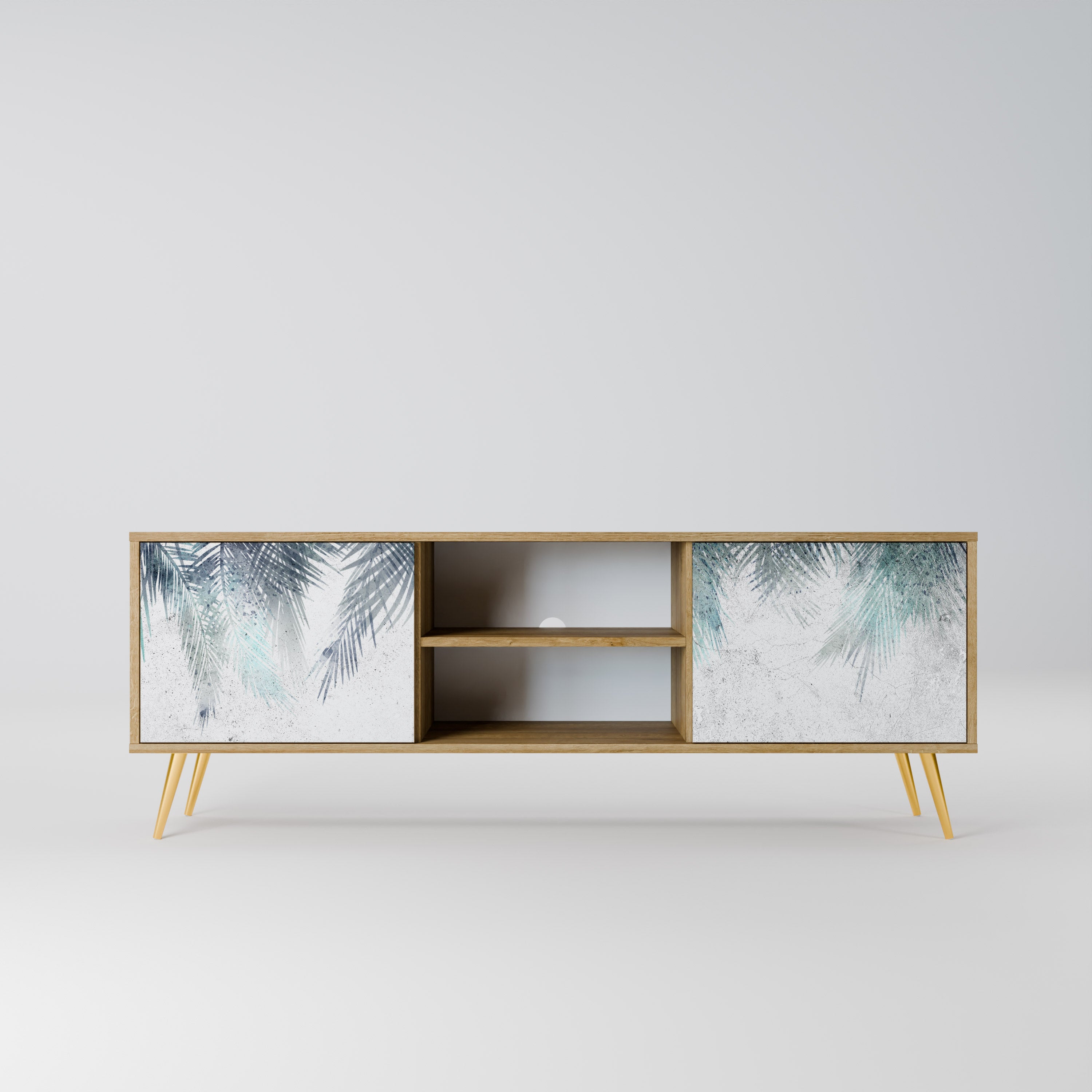 Mueble de TV de 2 puertas PALM VEIL con efecto roble