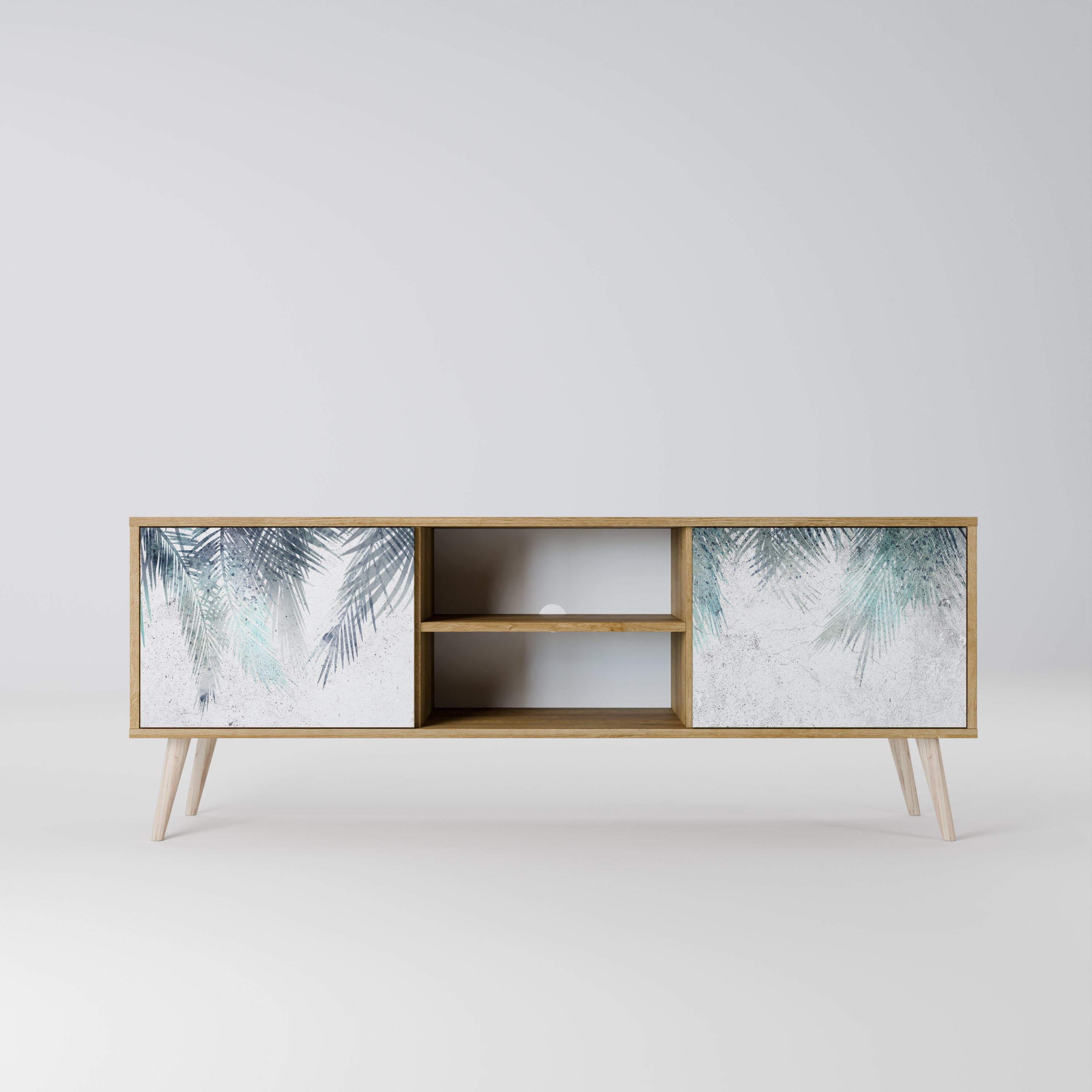 Mueble de TV de 2 puertas PALM VEIL con efecto roble
