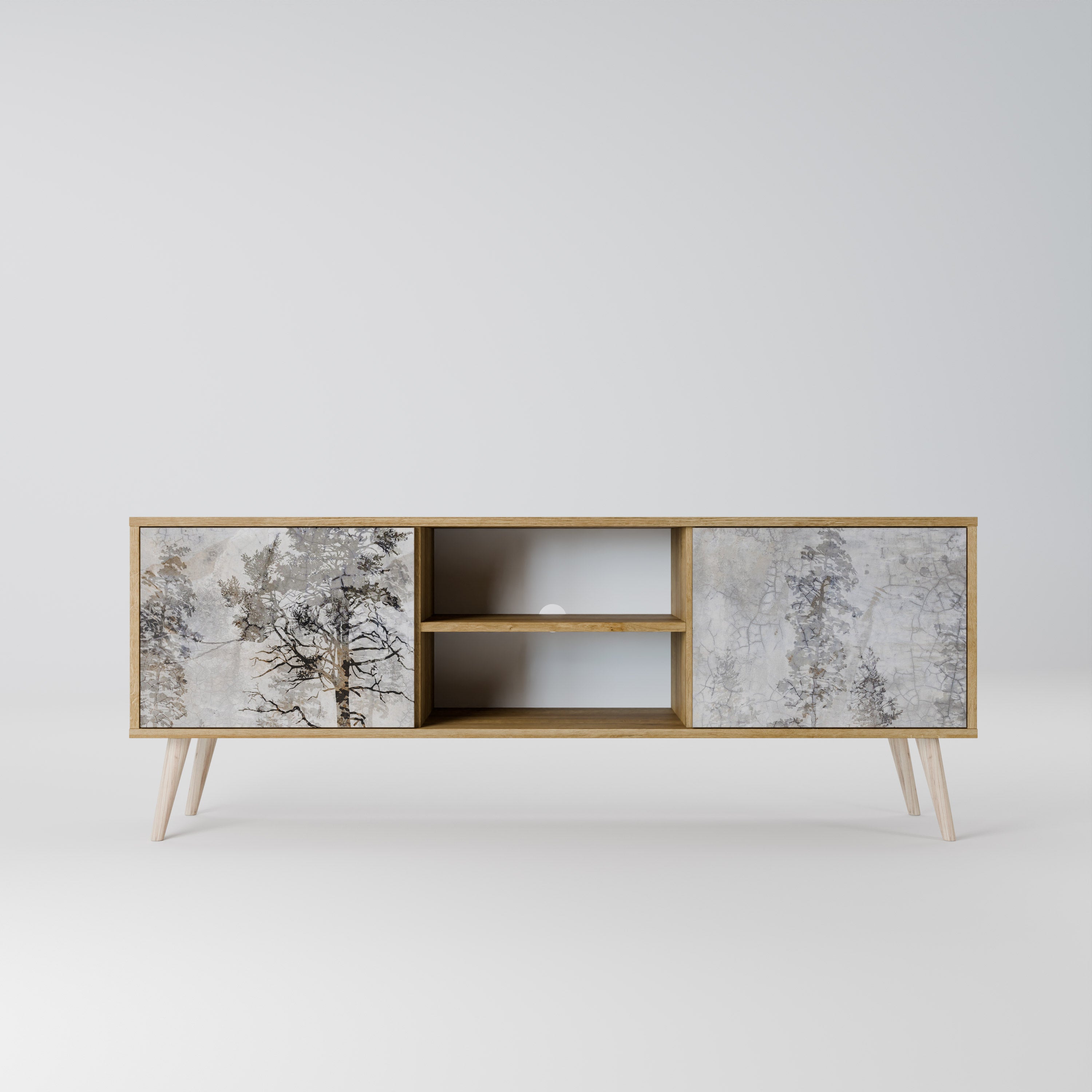 Mueble de TV de 2 puertas FADE IN THE TREES con efecto roble