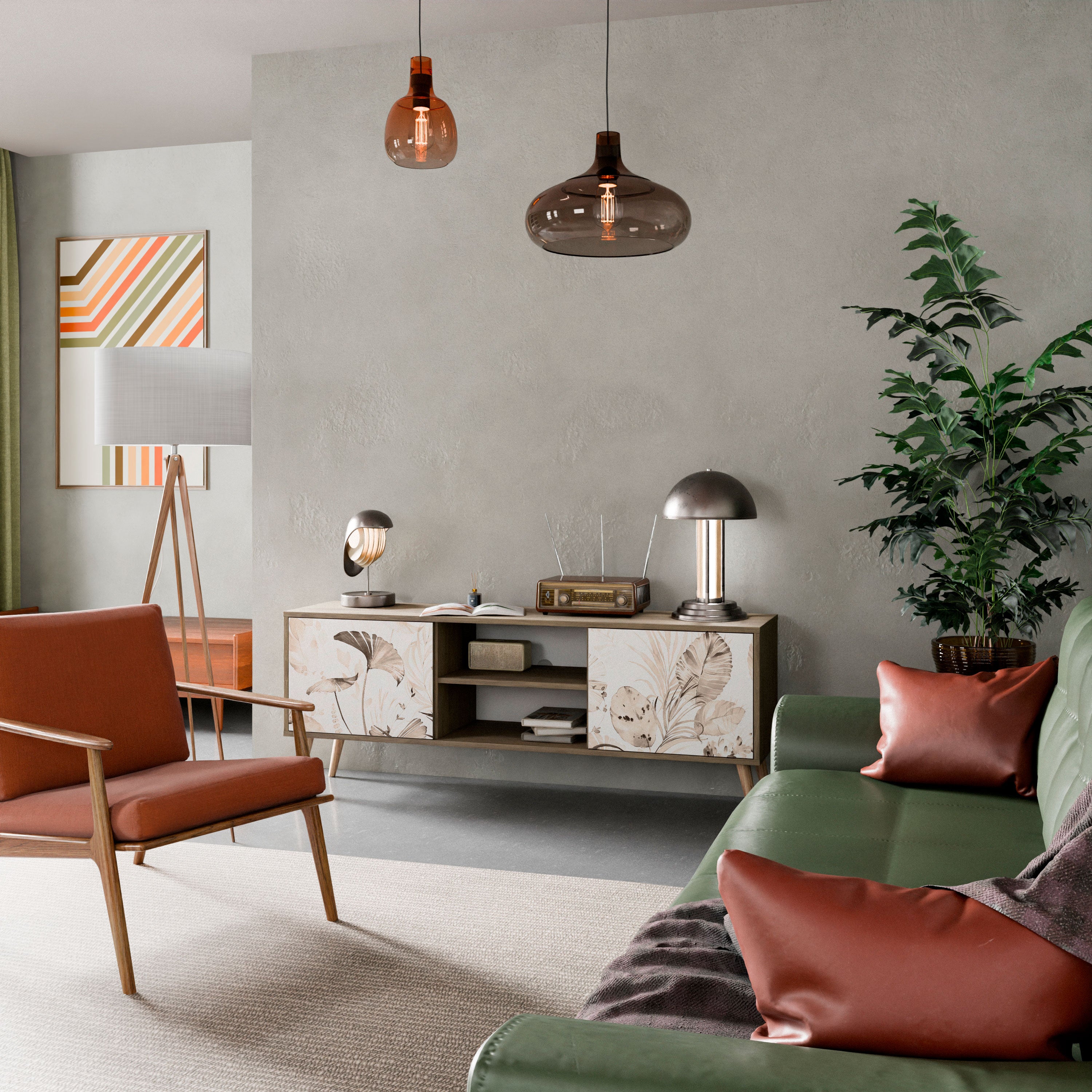 Mueble de TV de 2 puertas WILD TENDERNESS en efecto roble