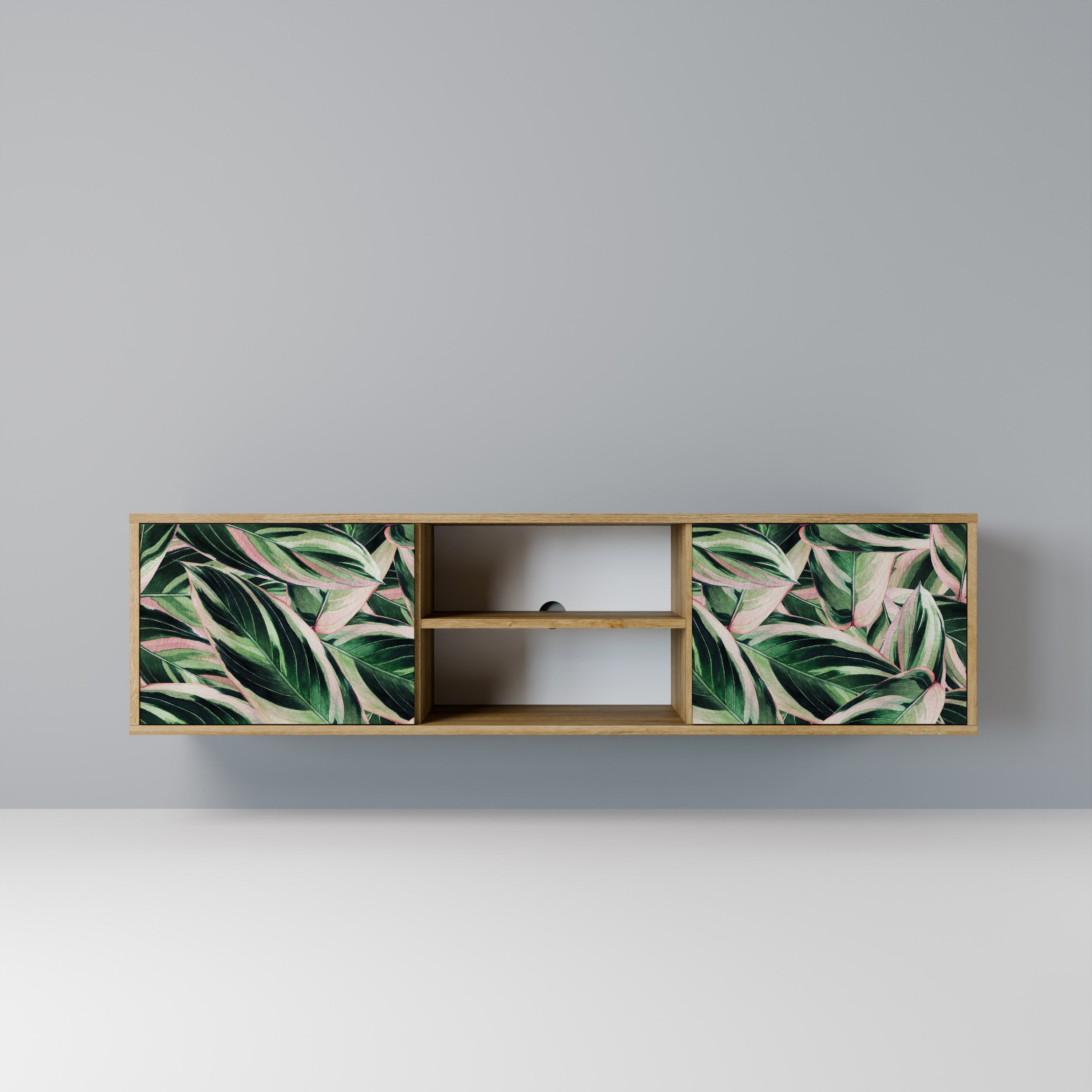 Mueble de TV de 2 puertas EERIE STROMANTHE con efecto roble