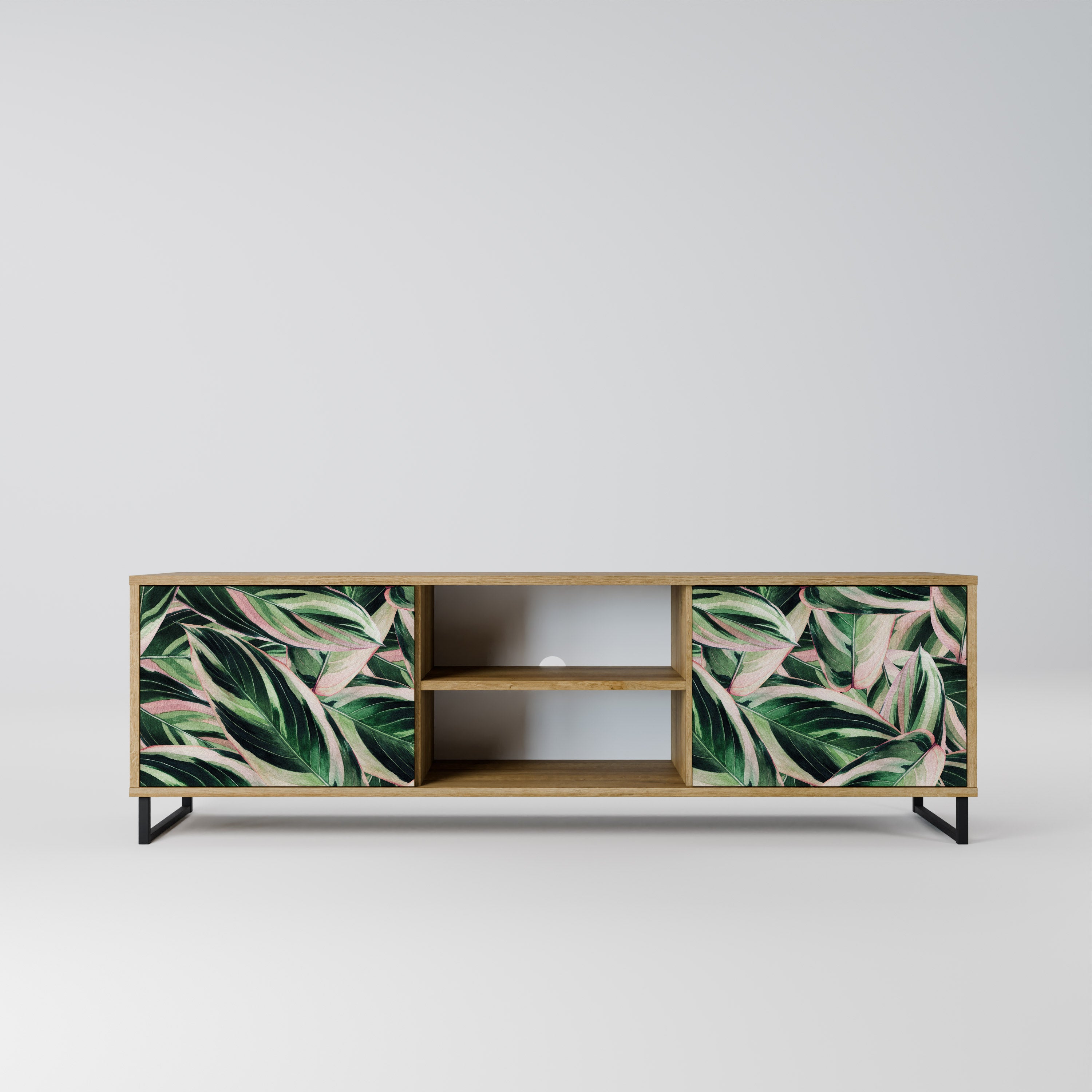 Mueble de TV de 2 puertas EERIE STROMANTHE con efecto roble
