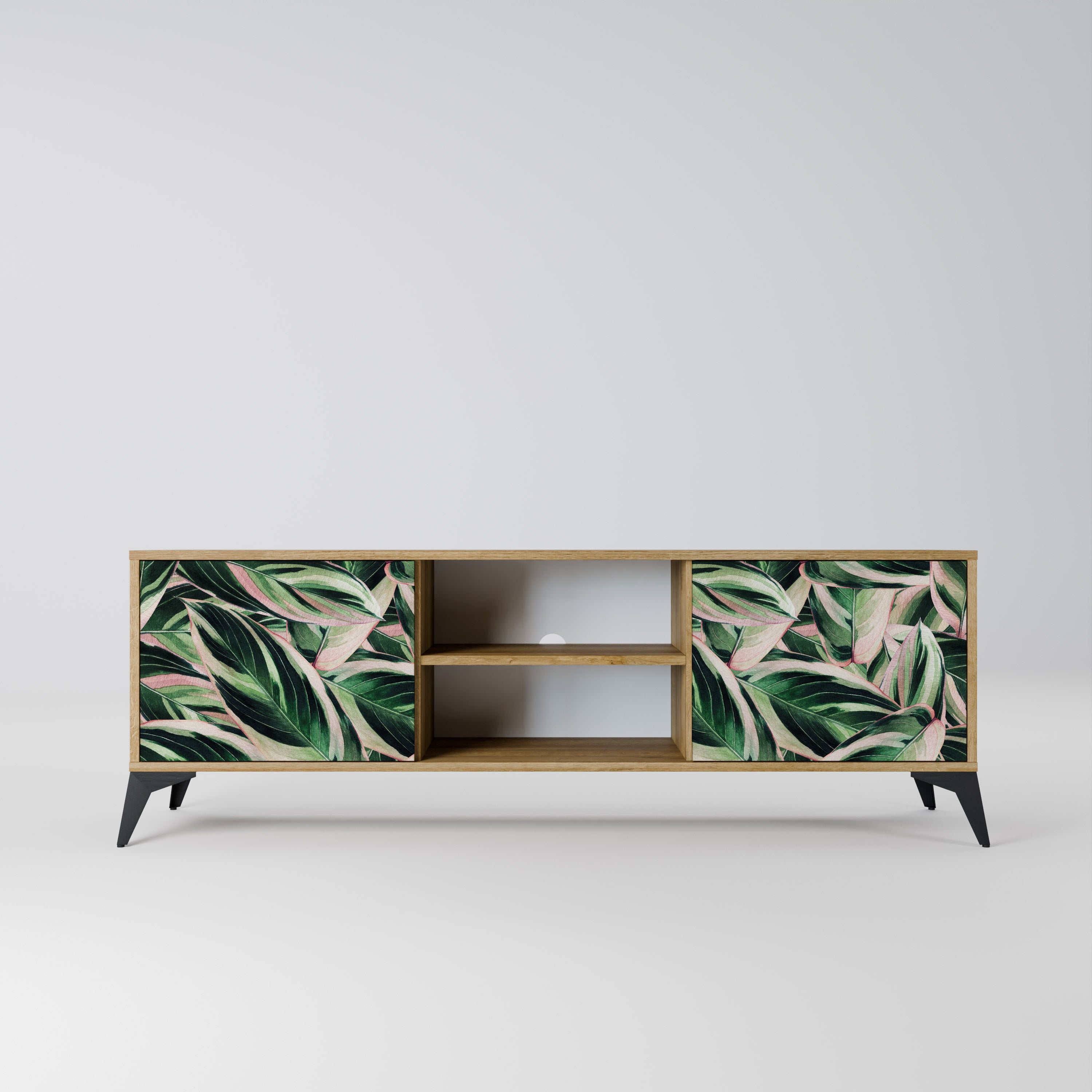 Mueble de TV de 2 puertas EERIE STROMANTHE con efecto roble